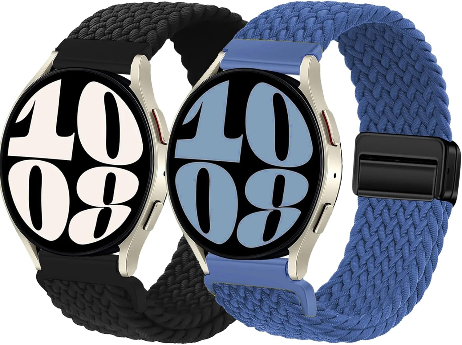 2 Park 20Mm Braided Magnetic Bands for Samsung Galaxy Watch 7/FE/6/5/4 Band 40Mm 44Mm/Galaxy Watch 6 Classic Bands 47Mm 43Mm/Watch 4 46Mm 42Mm Women/Men,Stretchy Nylon Sport Strap for Samsung Watch 5 Pro 45Mm/3 41Mm/Active 2 - 06-Black/Gray image number 3