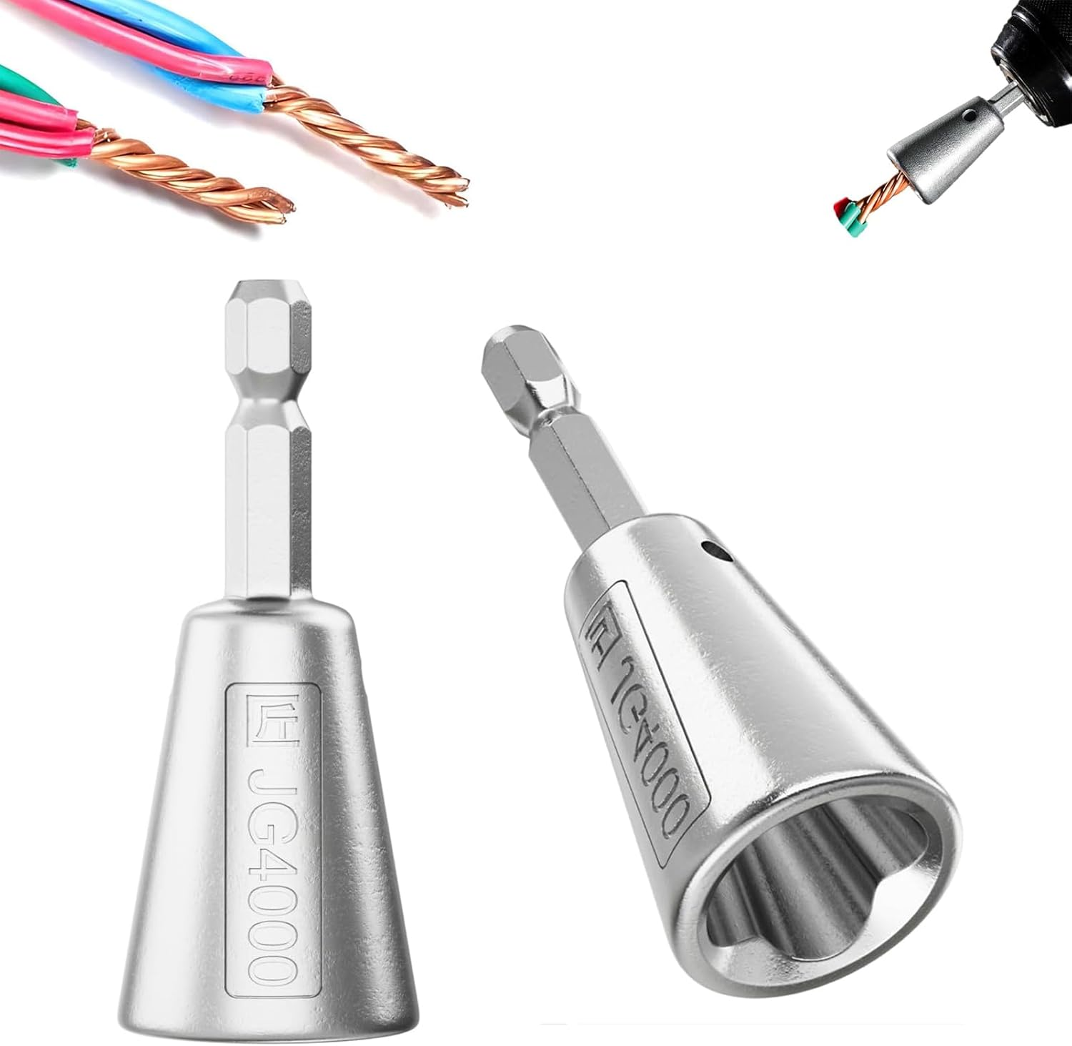 Upgrades Wire Twister Tool for Drill,Wire Nut Twister,Wire Connector Driver,Wire Twisting Stripping Tools for Drill Profession Electricians Tool,Spin Twist Wire Connector Socket(2Pcs)