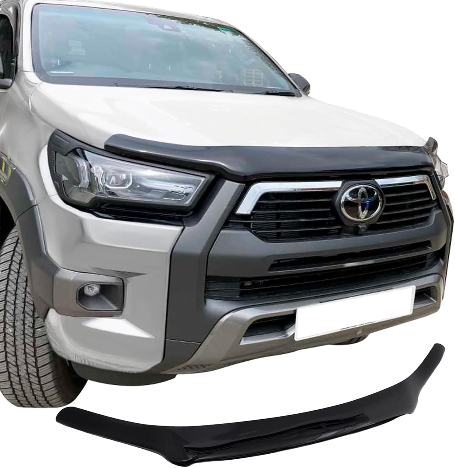 SUERAUTO4X4 Bonnet Protector for Toyota Hilux Accessories 2021-2025 N80 Facelift, Tinted Black Injection Front Bonnet Stone Protector Hood Guard Trim Ute Car Exterior image number 1