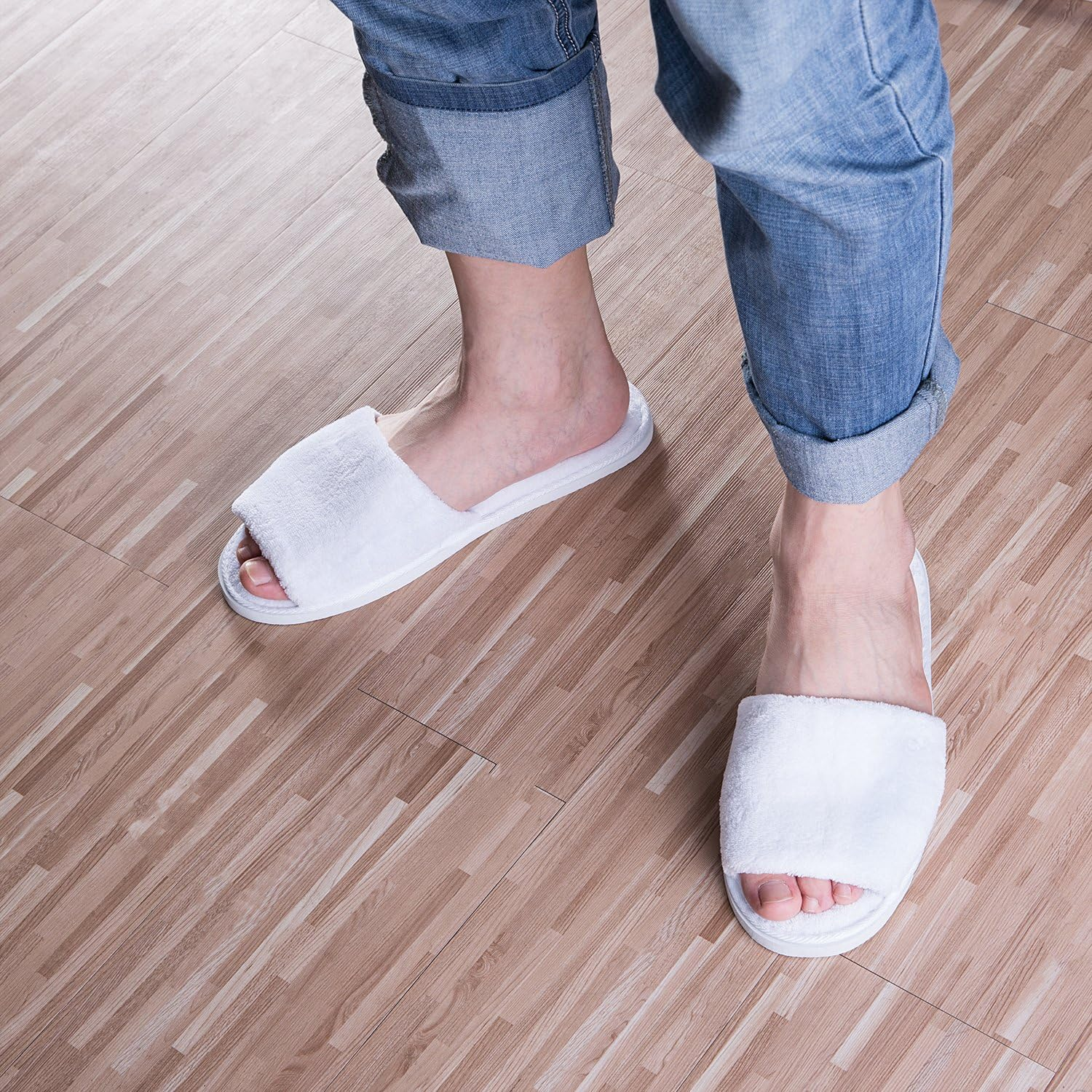 Ahfulife Spa Slippers 5/10 Pairs of Hotel Slippers, Disposable Slippers Closed-Toe Slippers, Guest Slippers, Non-Slip Slippers for Guest, House Slippers Unisex, Bedroom, Wedding, Party, Travel image number 2