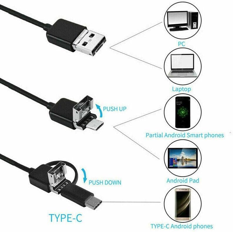 2M Waterproof HD Endoscope USB Type-C Borescope Inspection Snake Camera for Android image number 3