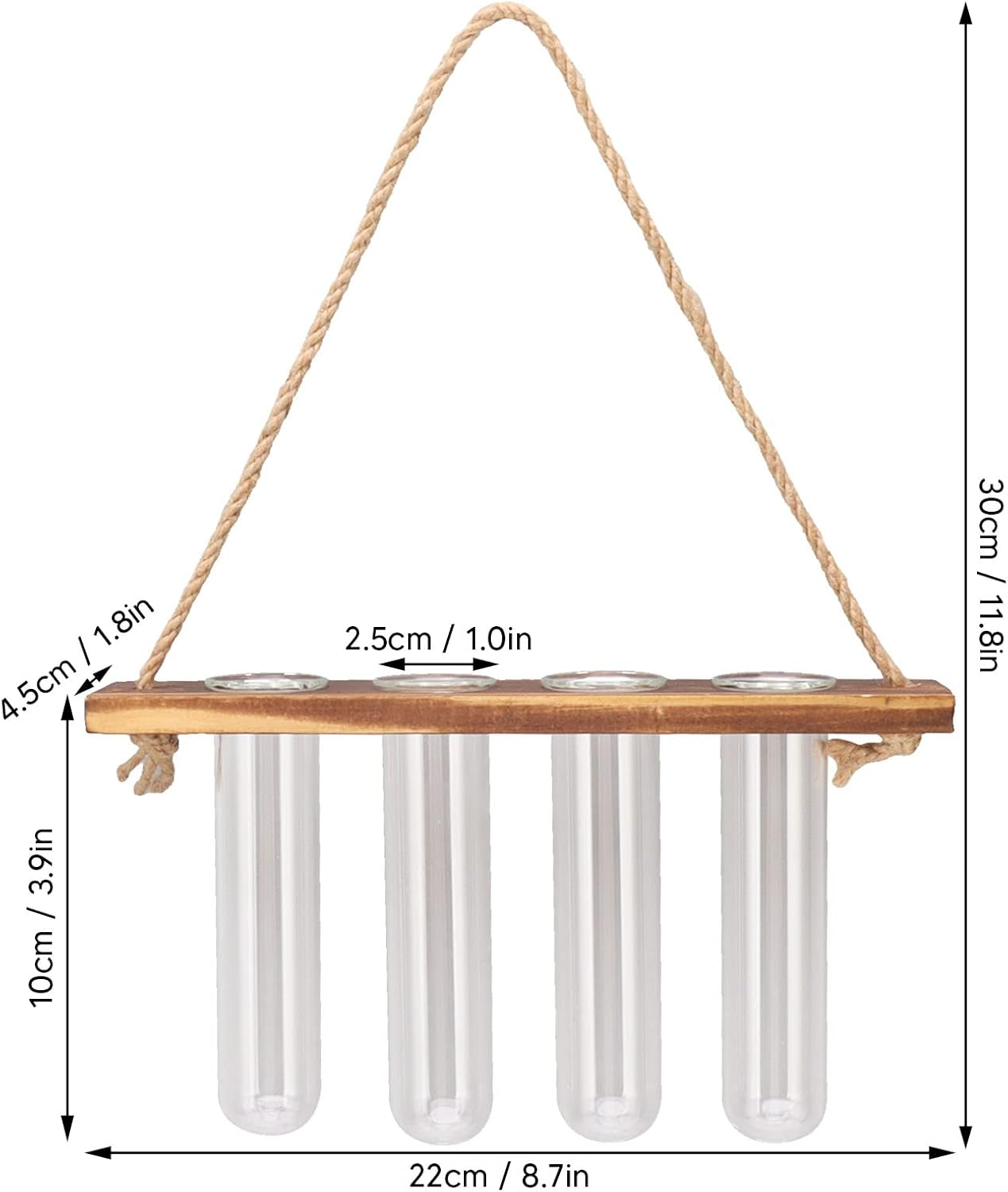 Plant Propagation Station, Wall Hanging Plant Terrarium with Wooden Stand Glass Planter Test Tube Plant Hanger Flower Vases for Hydroponic Plants Cutting Flower, Home Decoration (Retro Color)