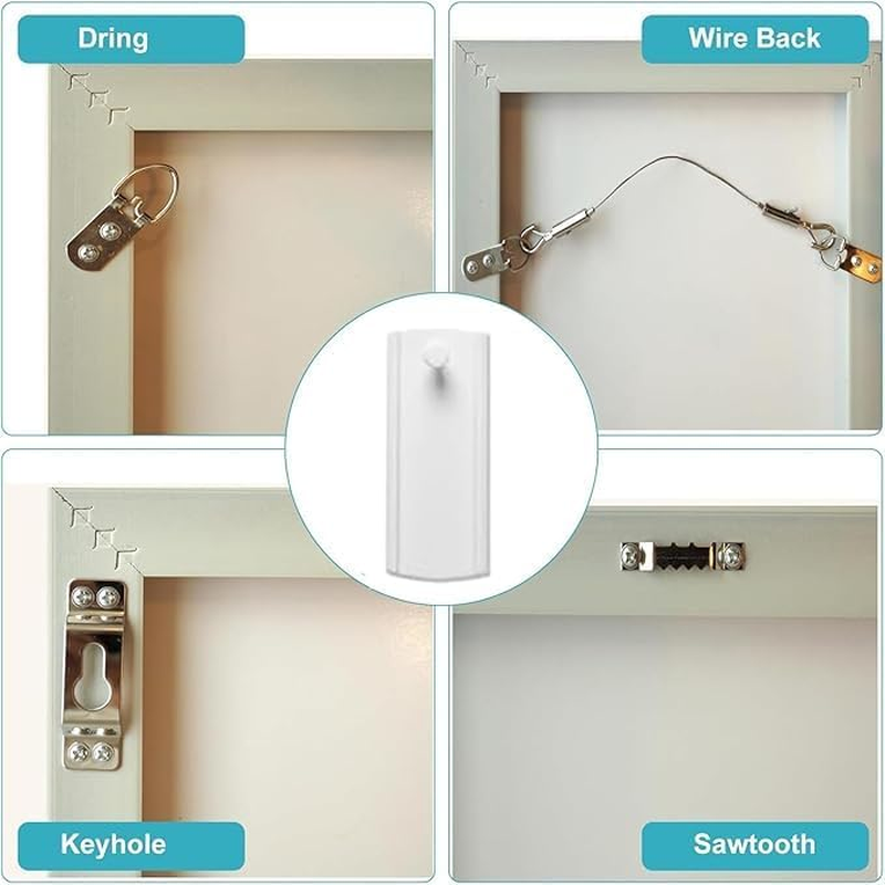 Large Universal Frame Hanger, 10 Hooks + 14 Adhesive Strips, Heavy Duty No Nail Damage-Free Hanging for Pictures, Mirrors, Art image number 2