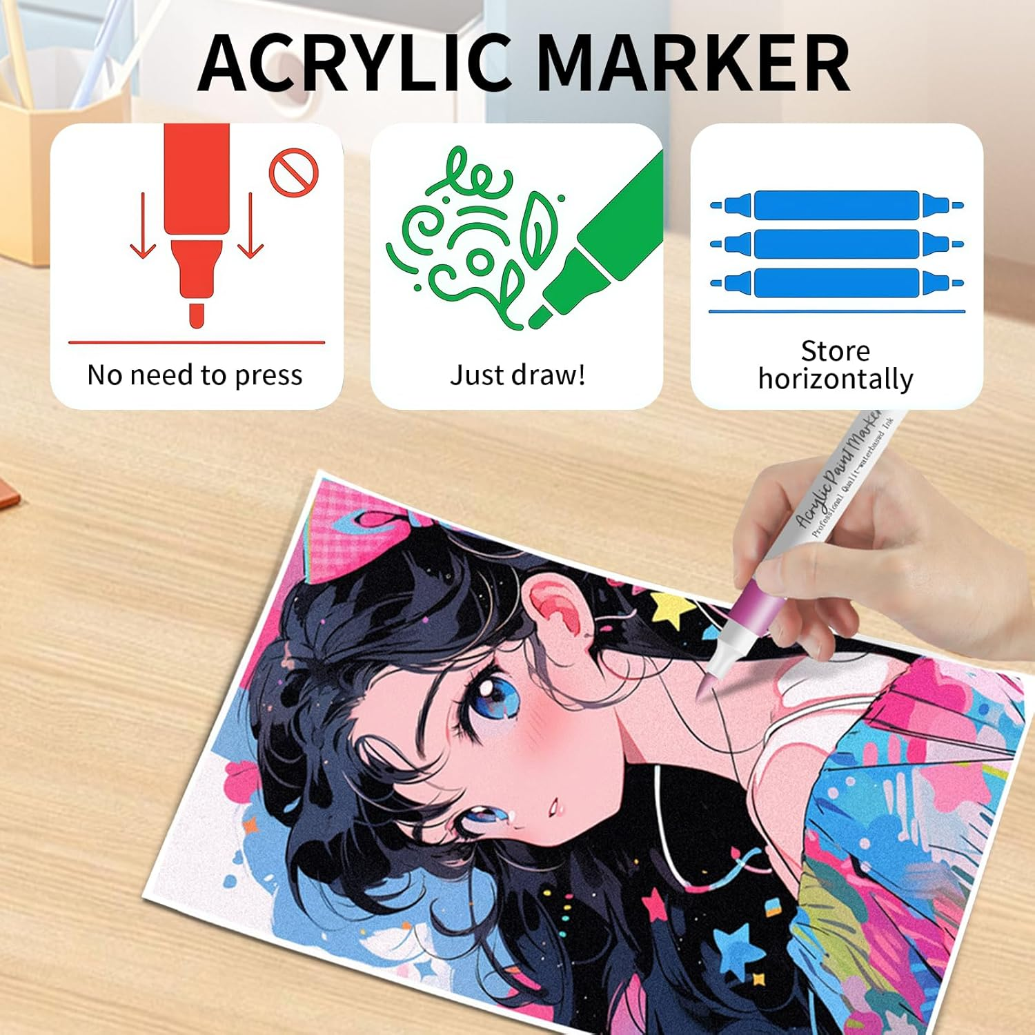 80 Colors Acrylic Paint Markers, Fabric Markers, Acrylic Markers, Acrylic Paint Pens, Opaque Waterbased Quick, for Wood, Canvas, Rock Painting, Glass, Ceramic Surfaces, DIY Crafts Making Art Supplies