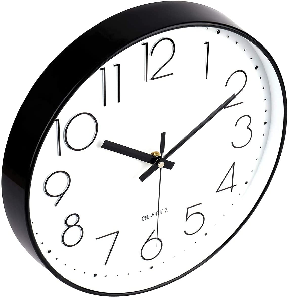 Uandhome 12 Inch Wall Clocks, Modern Non-Ticking Silent Wall Clocks Quartz Decorative Clocks, Classic Large Number round Clock for Bedroom Home Kitchen Room Office School image number 4