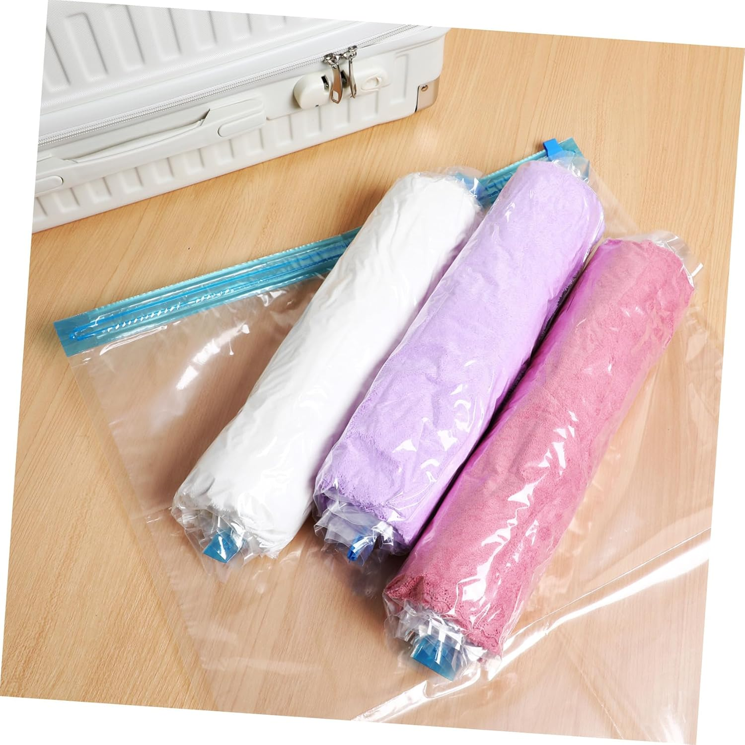 Hohopeti 12Pcs Travel Compression Bags Vacuum Storage Bags Double-Sided Sealing Space Saver Thick Design Travel Essentials image number 6