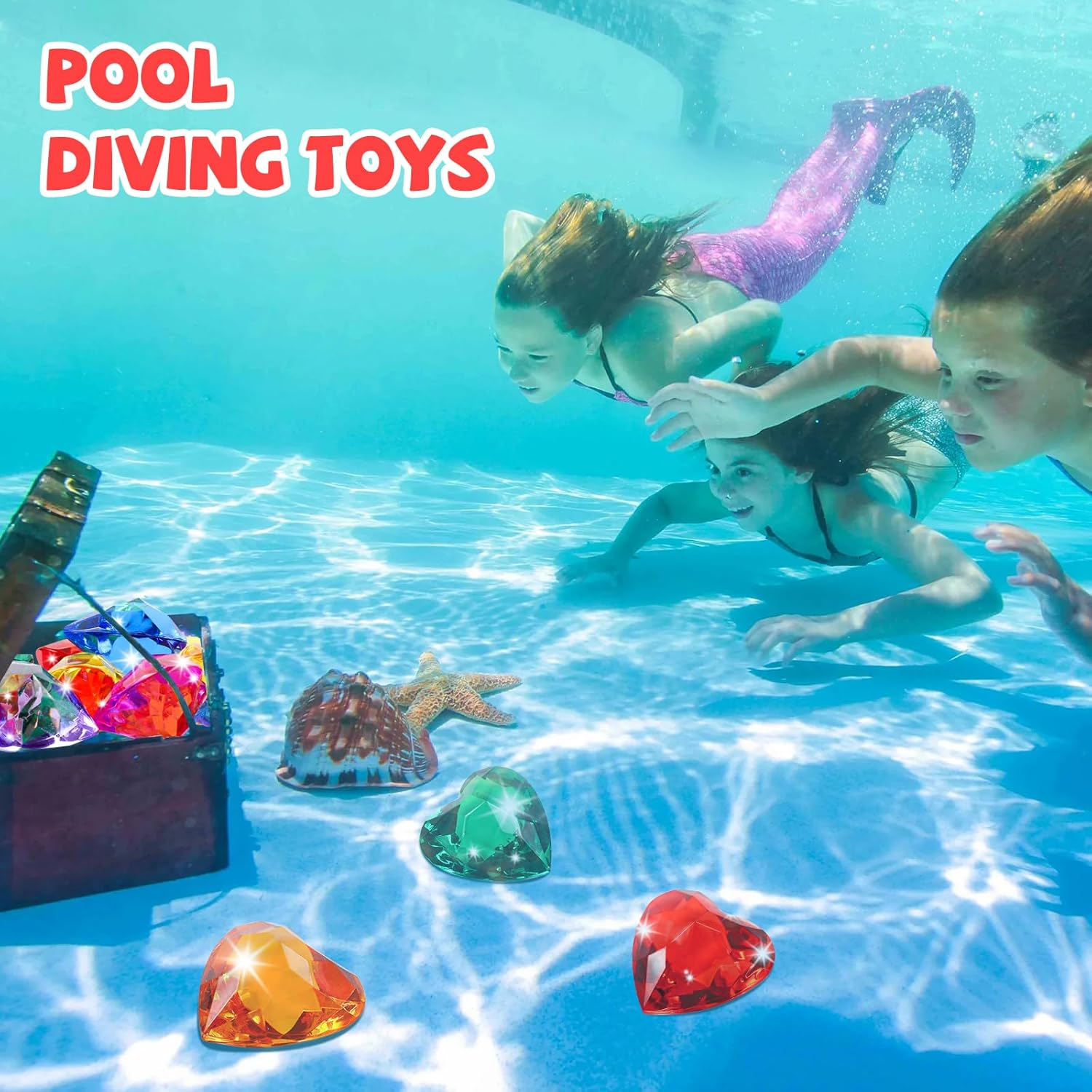 Niceup 30Pcs Diamond Gems Kids Princess Mermaid Pirate Party Favors Treasure Toys, 1.57In Fake Jewels Plastic Gemstones for Easter Eggs Filler Basket Stuffers, Hunt Hide Seek Toys, Diving Pool Toys image number 1