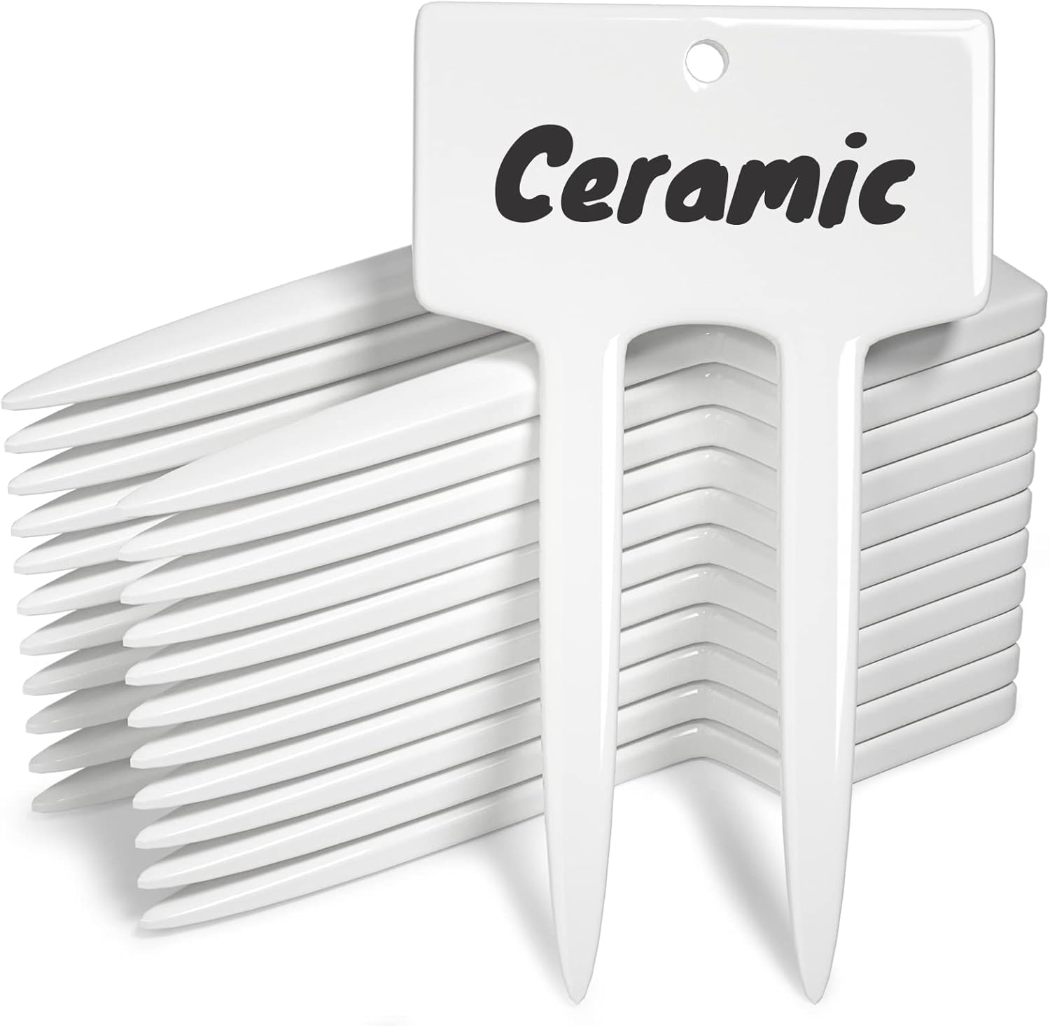 Plant Labels, Ceramic Garden Markers, Herbs Succulent Name Tags, Supplies for Seeding Pot Potted Plants Raised Bed, Indoor & Outdoor, Reusable Waterproof - Set of 12, White image number 4