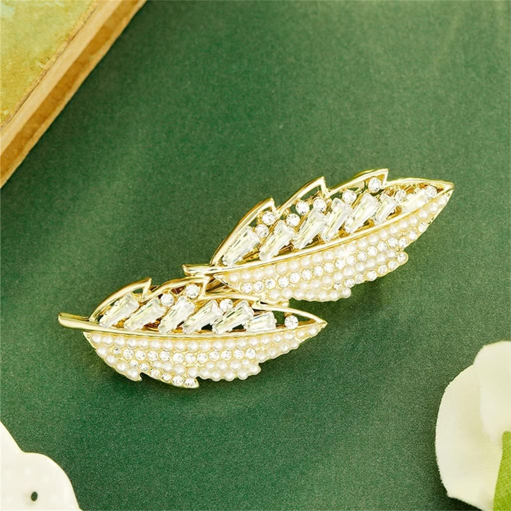 Alligator Clip,Headdress,Hair Clamp,Hairpins,Leaf Hairpin Female Spring Back Head Hair Accessories Spring Clip Headdress Fall into the Heart Hair Accessories (Color : A, Size : 7.3 * 2.5Cm)