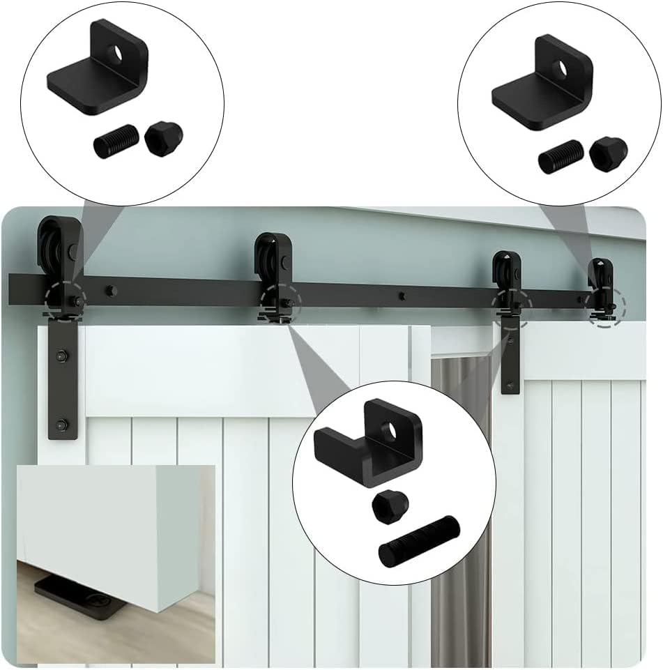 LTIYITL 5FT Bi-Folding Sliding Barn Door Hardware,Smoothly and Quietly-Heavy Duty -Simple and Easy to Install for 4 Doors Hardware Kit-Basic''J''[No Door],Black image number 6