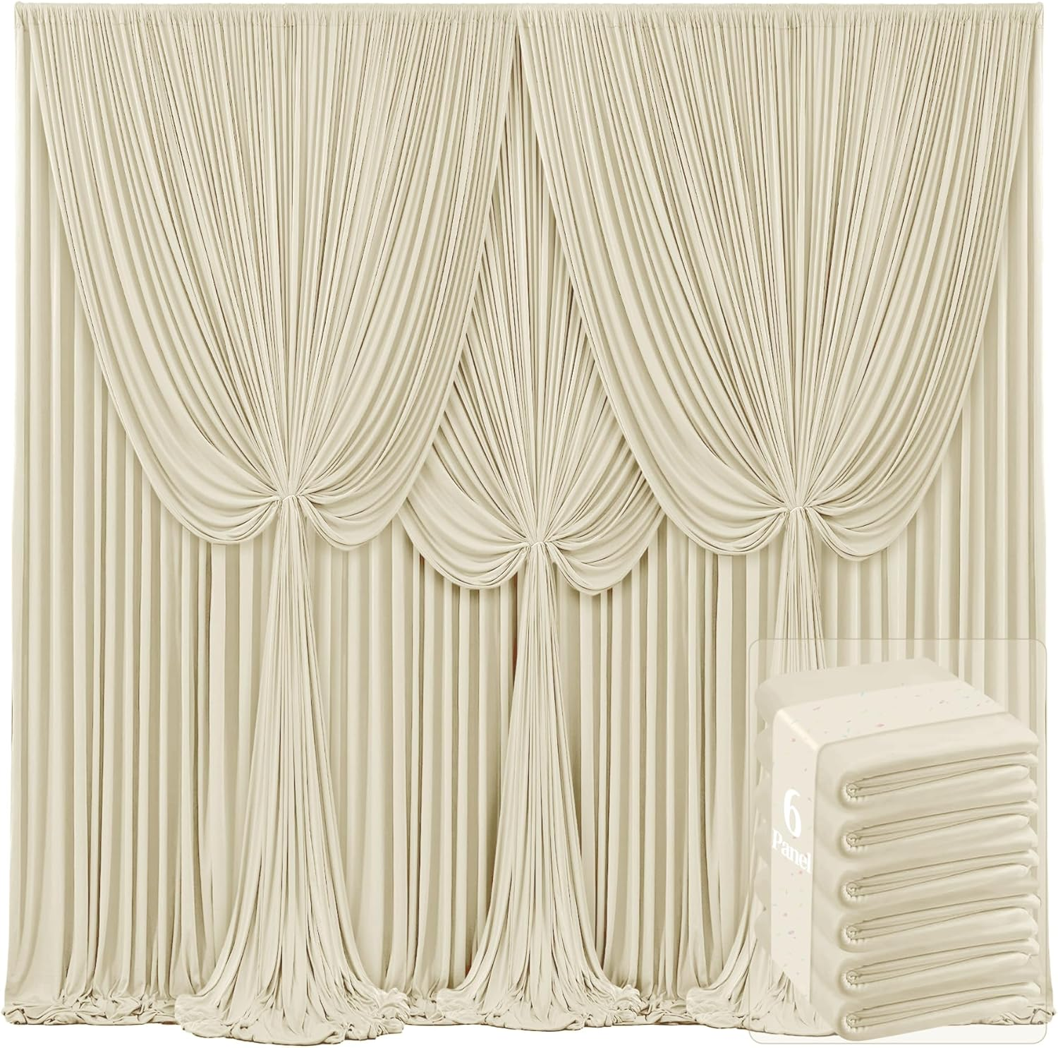 4 Panels Ivory Backdrop Curtains for Wedding Party Wrinkle Free Backdrops Curtain Drapes Fabric Decorations Photo Back Drop Cloth for Baby Shower Photography Stage Reception 20Ft(W) X 12Ft(H)
