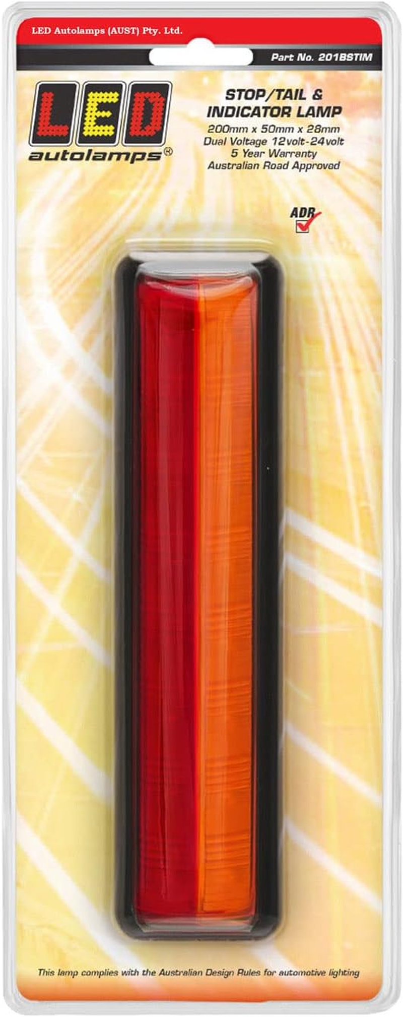 LED Autolamps 12-24V Stop Tail Indicator Lamp with 16 LED'S Single Blister, 200 Mm X 50 Mm X 28Mm Size