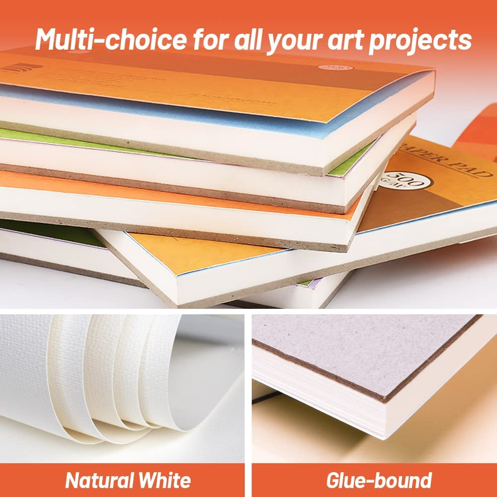 Watercolor Paper Block Glue Bound 20 Sheets 300Gsm/140Lbs Drawing Paper Pad 100% Cotton Pulp, Acid-Free Paper, Perfect for Most Wet & Dry Media, Ideal for Beginners, Artists & Professionals(180X125Mm, CP) image number 6