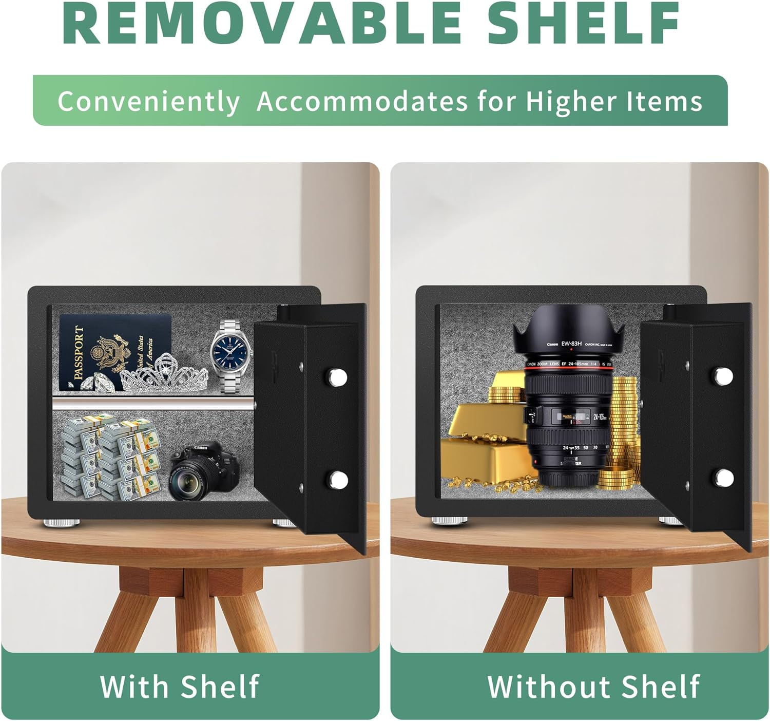 HSDYS Biometric Fingerprint Safe-1.2 Cubic Feet, Home Safe Box with Digital Keypad,Security Safe and Steel Lock Box for Home,Office and Hotel&hellip; image number 4