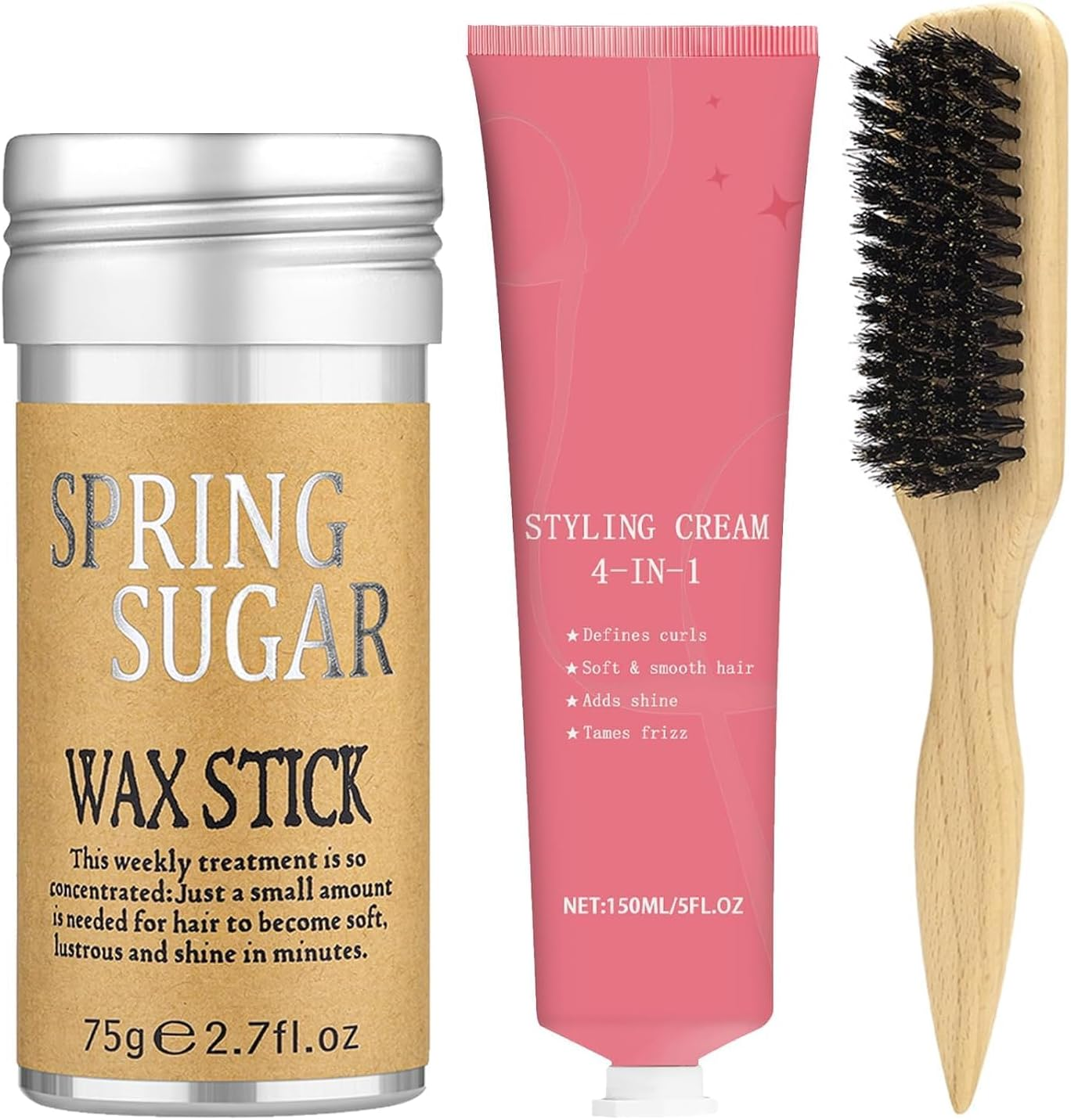 Hair Wax Stick for Flyaways Edge Control Slick, Boar Bristle Hair Brush - Styling Cream for Hair, Dance Recital Must-Have for Women Dancers image number 1