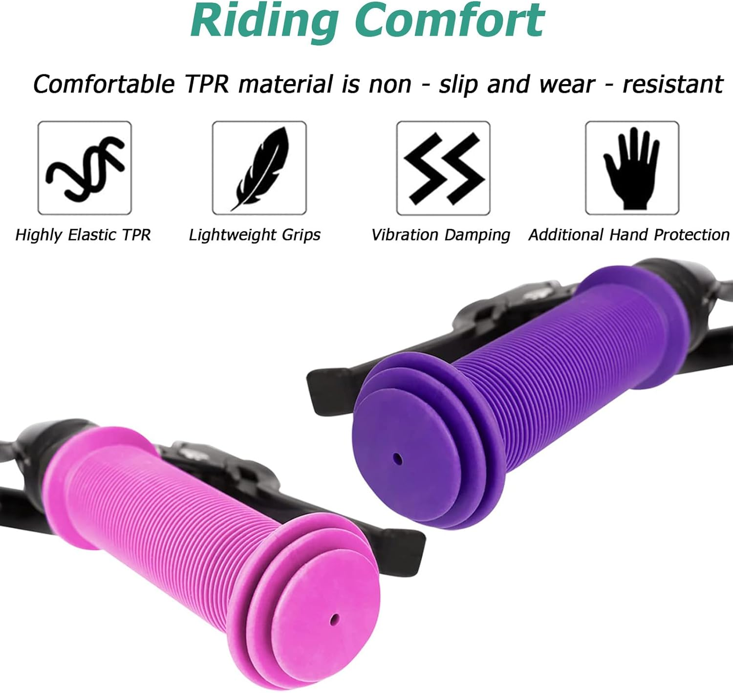 Bike Handlebar Grips, 4 Pcs Anti-Slip Soft Rubber Handlebar Grips for Universal Kids Bikes, Balance, Scooter, and Folding Bikes,Comfortable & Safe Bicycle Handle Bar Grips image number 4