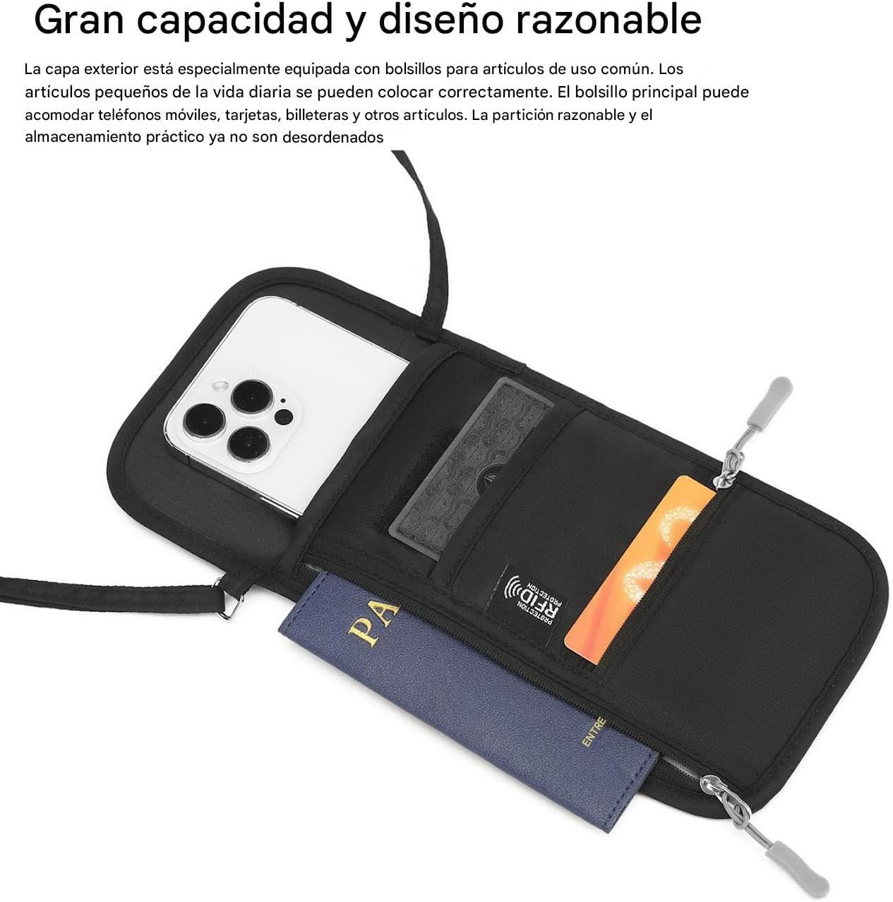 Travel Passport Holder, Passport Wallet &ndash; Anti-Theft Document Holder with Mobile Phone Holder Cards for Travel, Sport, Beach, Pool, Business Daily image number 1