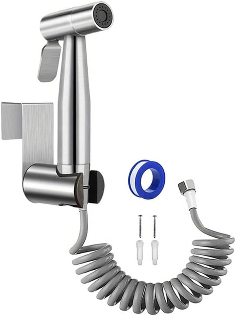 Toilet Bidet Sprayer Hose Kit with Hanger,Spray Bidet Attachment Water Pressure Control Adjustable Stainless Steel Diaper Bidet Toilet Water Spray Gun for Washing Bath Pet Shower NO T Valve (1Pc) image number 3