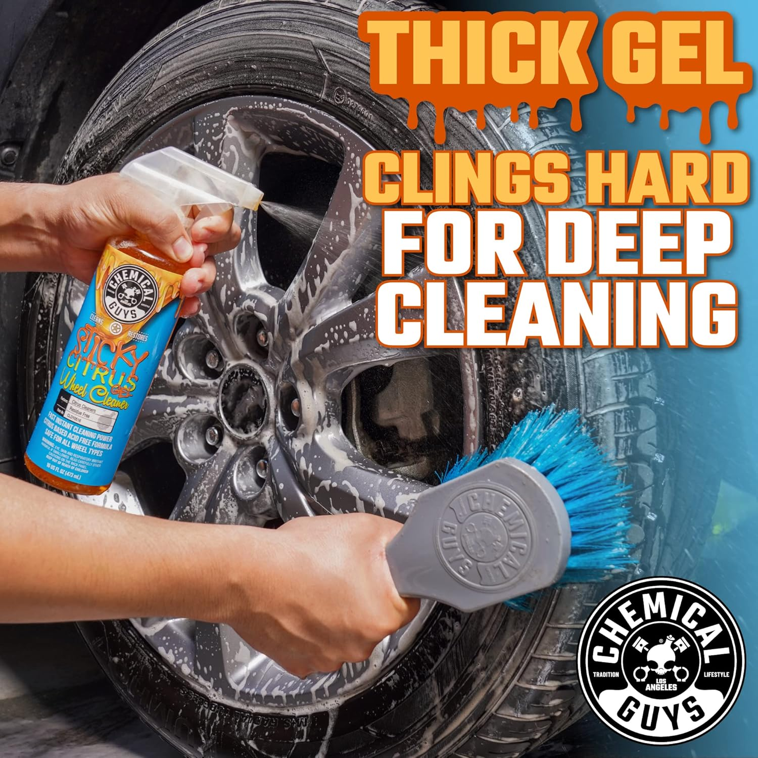 Chemical Guys CLD1051602 Sticky Gel Citrus Wheel Cleaner Gel, (Safe for All Wheel Types) Works on Cars, Trucks, Suvs, Motorcycles, Rvs & More, 16 Fl Oz (2 Pack) image number 4