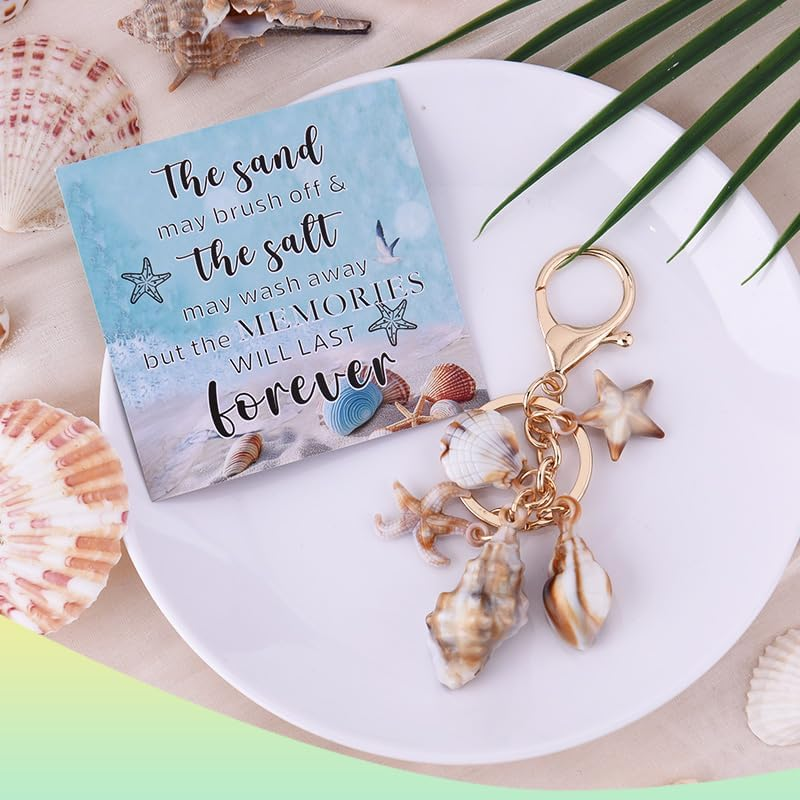 YALLNASL Seashell Bag Charms for Tote Bags Beach Accessories for Purse Backpack Men Women Inspirational Beach Keychains - Sand Set B image number 6