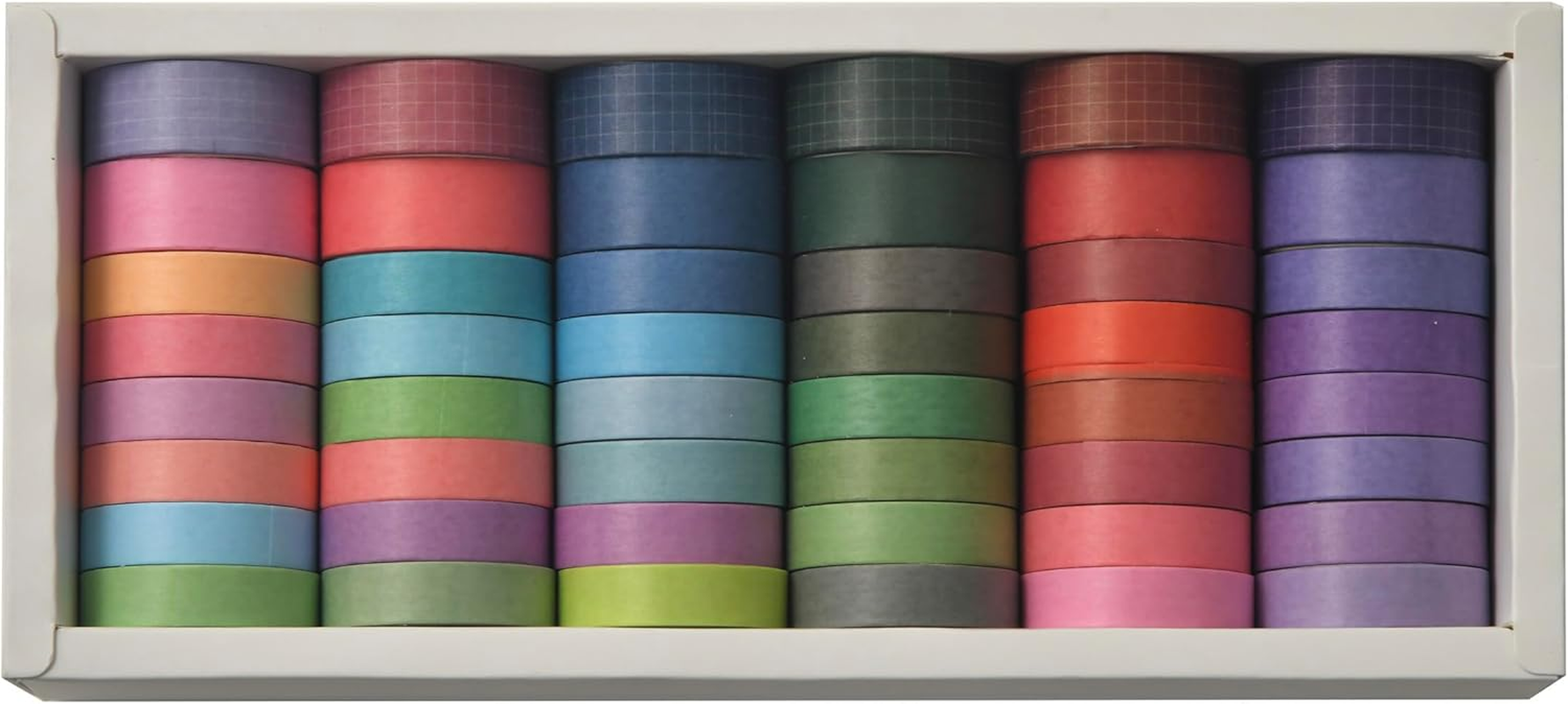 48 Rolls Solid Colors Washi Tape Pack Pastel Colored Arts Adhesive Tapes Basic Decorative Masking Tape Sets for Craft, Kids, Scrapbook, DIY, Gift Wrapping (Cool) image number 6