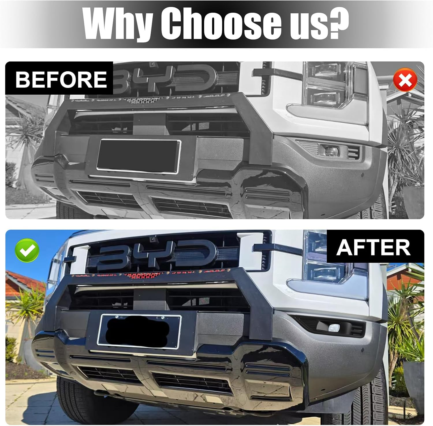 Car Front Bumper Fog Light Cover Trim Decoration Exterior Accessories for BYD Shark 6 2025 (Bright Black) image number 3