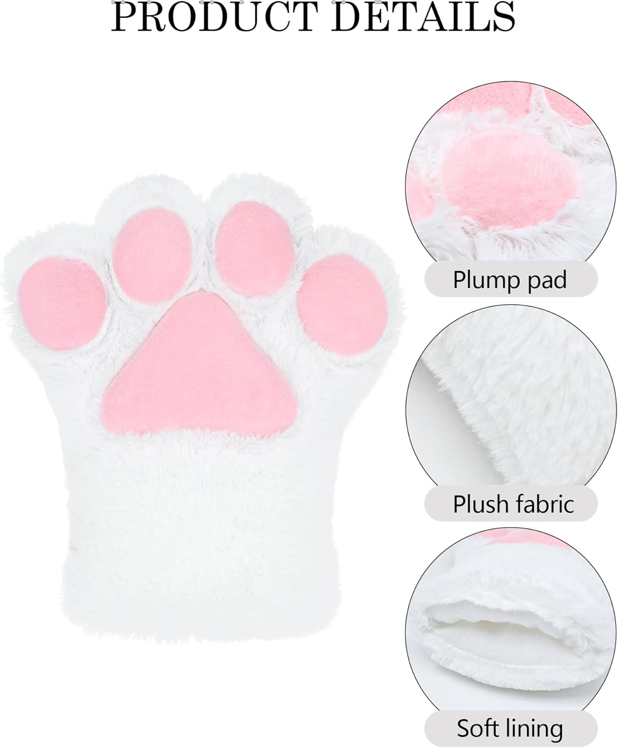 Cosplay Animal Fluffy Cat Fursuit Paws Claws Gloves Costume Accessories for Adults image number 2