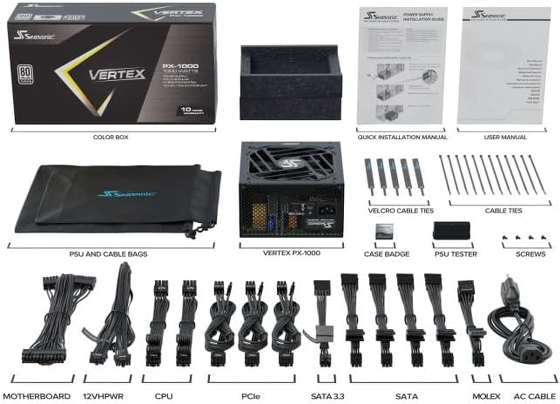 Seasonic Vertex 1000W (PX-1000) Platinum Fully Modular PSU ATX 3.0 image number 2