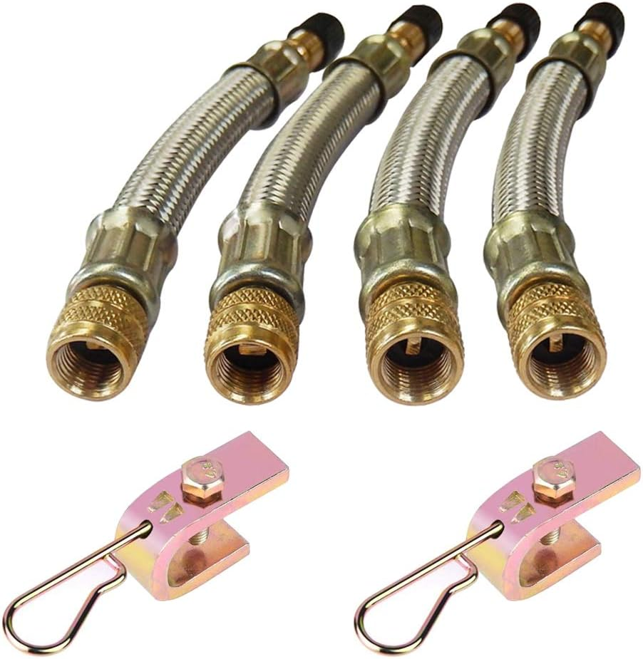 Ianulus Valve Extension, 4 Pieces Tyre Valve Extenders Adapter, Extension Tire Valve Adaptor with 2 Clamps for Heavy Vehicle Tire Wheel like Camper, Truck, Bus, Rv Car, Trailer (18Cm/7.08Inch) image number 6