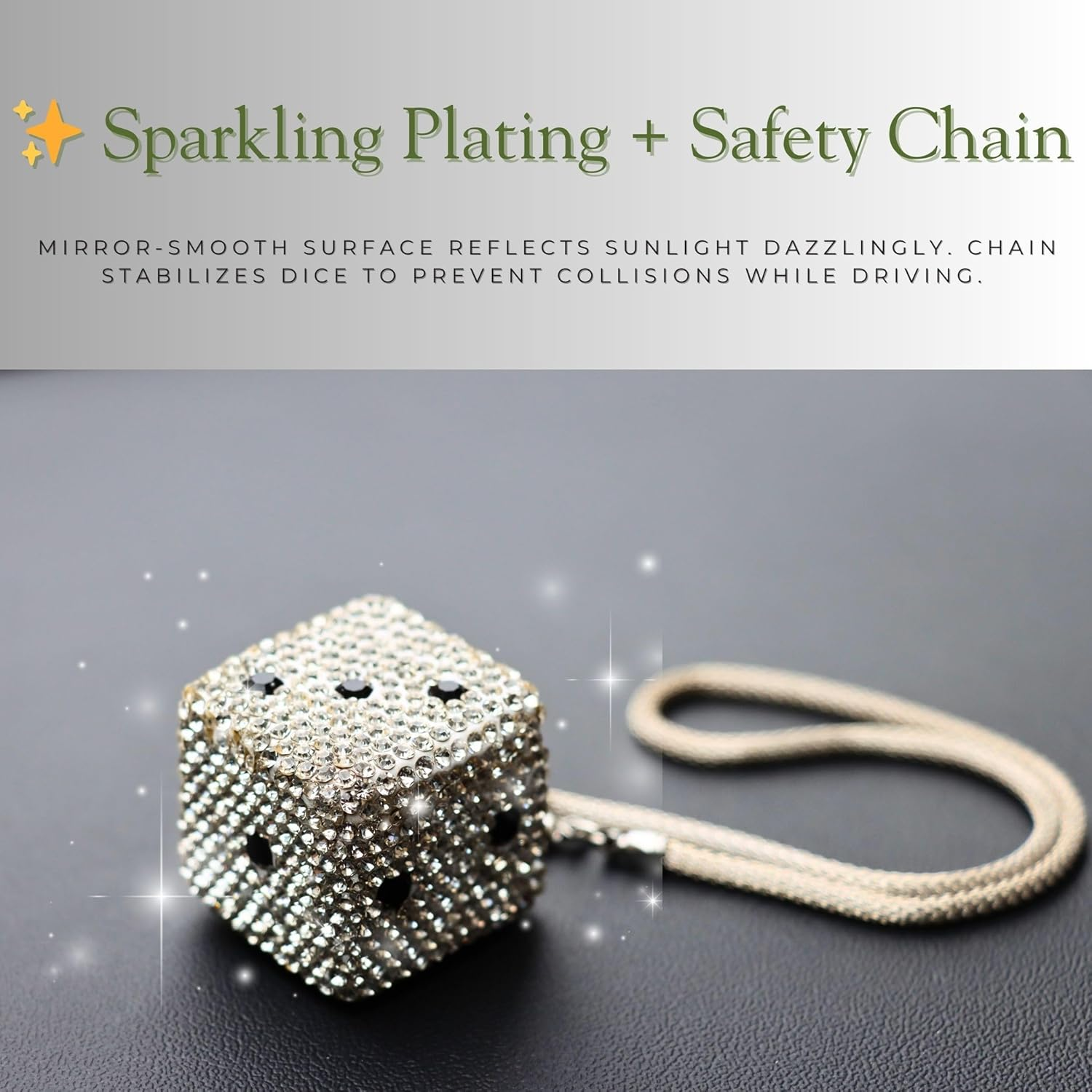 Creative Hanging Dice with Dots Car Rearview Mirror Charm, Bling Car Charm, Rear View Mirror Accessories, Stylish Auto Interior Decor image number 3