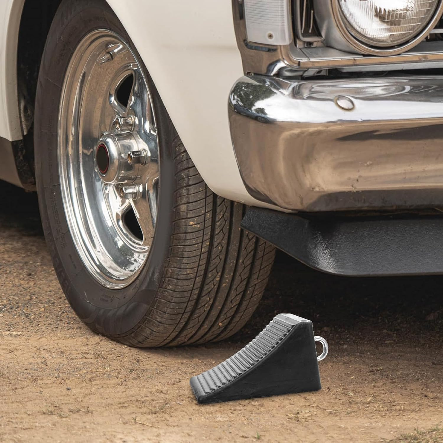 CHILDWEET Portable Rubber Wheel Chock 16X9X9Cm Anti-Skid Tire Stopper for Car and Truck Ramps Heavy Duty Vehicle Wheel Block for Secure Parking and Maintenance image number 6