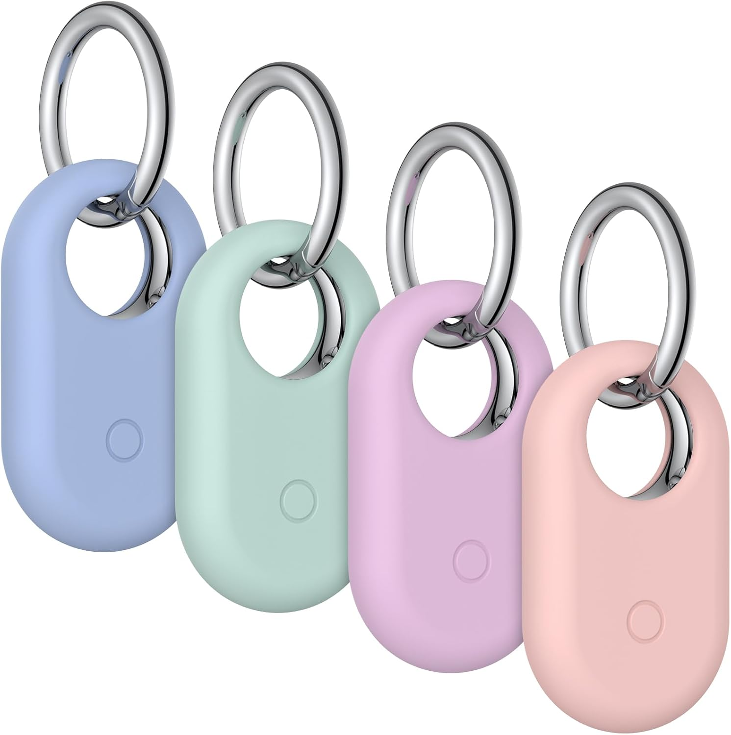 4 Pack Cases for Samsung Galaxy Smart Tag 2 Cases, Soft Silicone Samsung Smarttag2 Case with Keychain, Secure GPS Tracker Protective Cover Holder for Backpacks, Keys,Luggage, Wallet