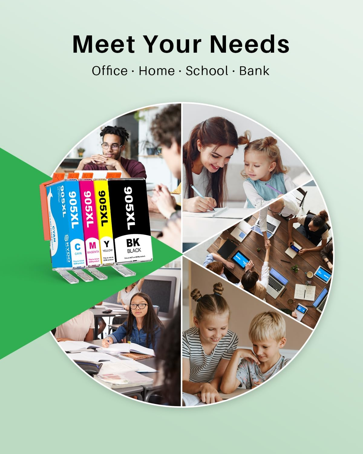 905XL Ink Cartridges Combo Pack High Yield Replacement Compatible for 905XL 905 XL Works with Officejet Pro 6950 6956 6960 6970 6978 6968 6974 6975 Printer（Bk/C/M/Y，4 Pack） image number 3