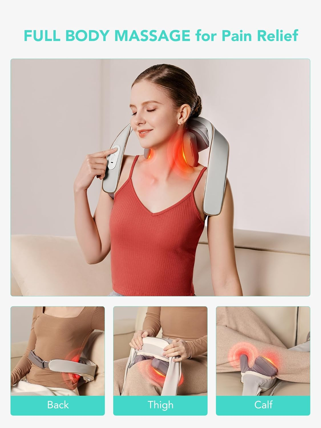 SKG Neck Massager for Pain Relief Deep Tissue, 6D Cordless Shiatsu Neck and Shoulder Massager with Heat for Neck, Back, Shoulder, Legs, Electric Kneading Massage Use at Home Office Car, H5 Mini image number 5