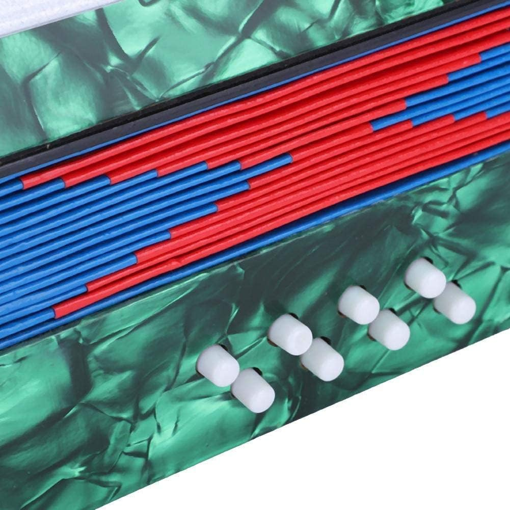 17 Keys 8 Bass Piano Celluloid Accordion, 4 Colors Portable Concertina with Side Adjustable Strap, Mini Musical Instrument Good for Beginners (Green) image number 6