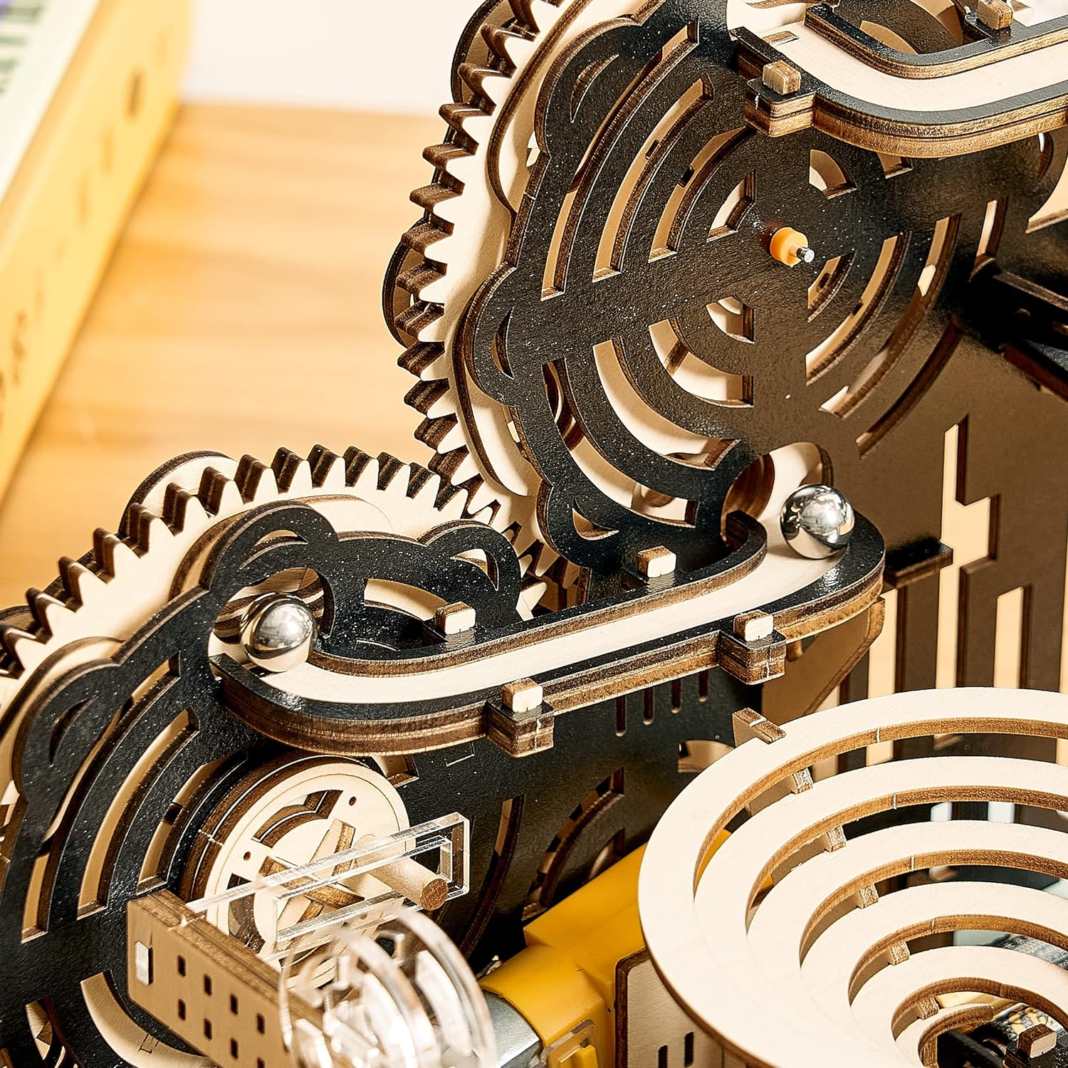 3D Wooden Puzzles Marble Run Set - Mechanical Model Kits with Motor, Brainteaser and Puzzle for Christmas/Birthday,Gifts for Adults and Teens to Build Combination image number 4