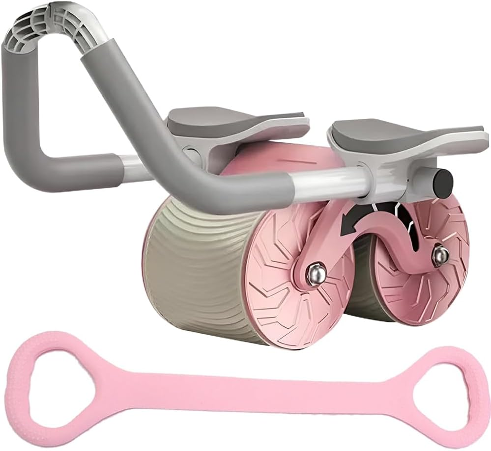 MTSDM Ab Roller Wheel and Pull Rope Set, Elbow Support Automatic Rebound Abdominal Wheel, Difficult Abdominal & Core Strength Training Core Strength Training Wheel with Phone Holder for Workout Home image number 3