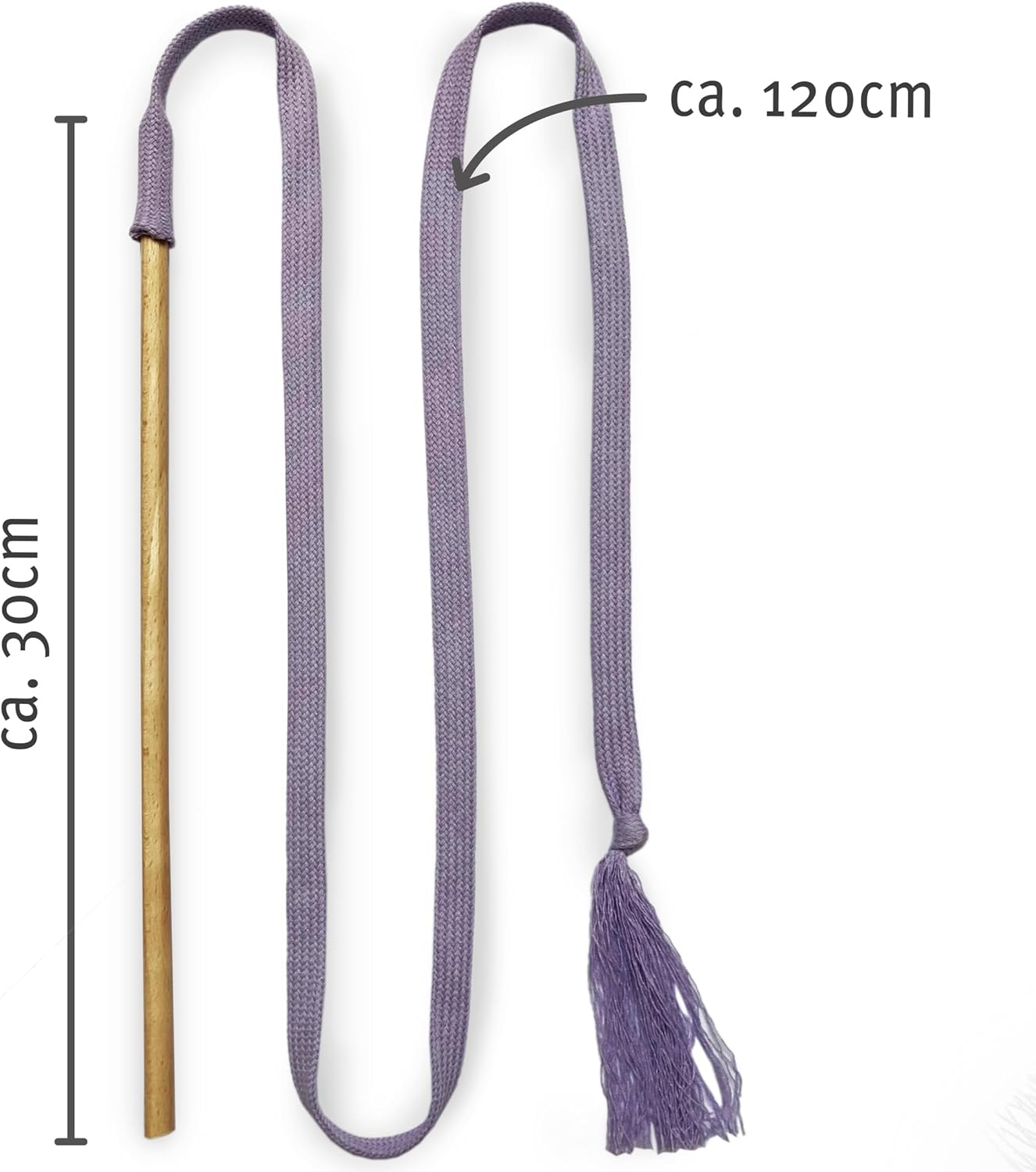 The RANGELANGEL: Our Cat Fishing Rod with Beech Wood Rod and Lilac Cotton Ribbon. Handmade and Lovingly Made in Germany Sustainable Cat Toy image number 5