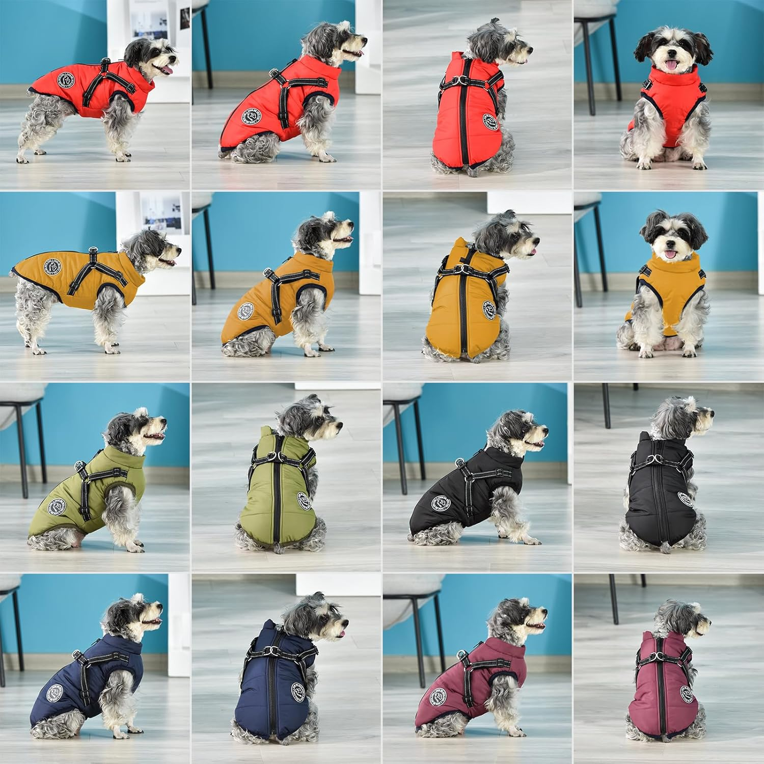 Savlot Dog Jacket Winter Vest Jackets Dog Coat Dog Jumper Pet Skiing Costume Sleeveless Cotton Padded Vest with Chest Strap Strap image number 5