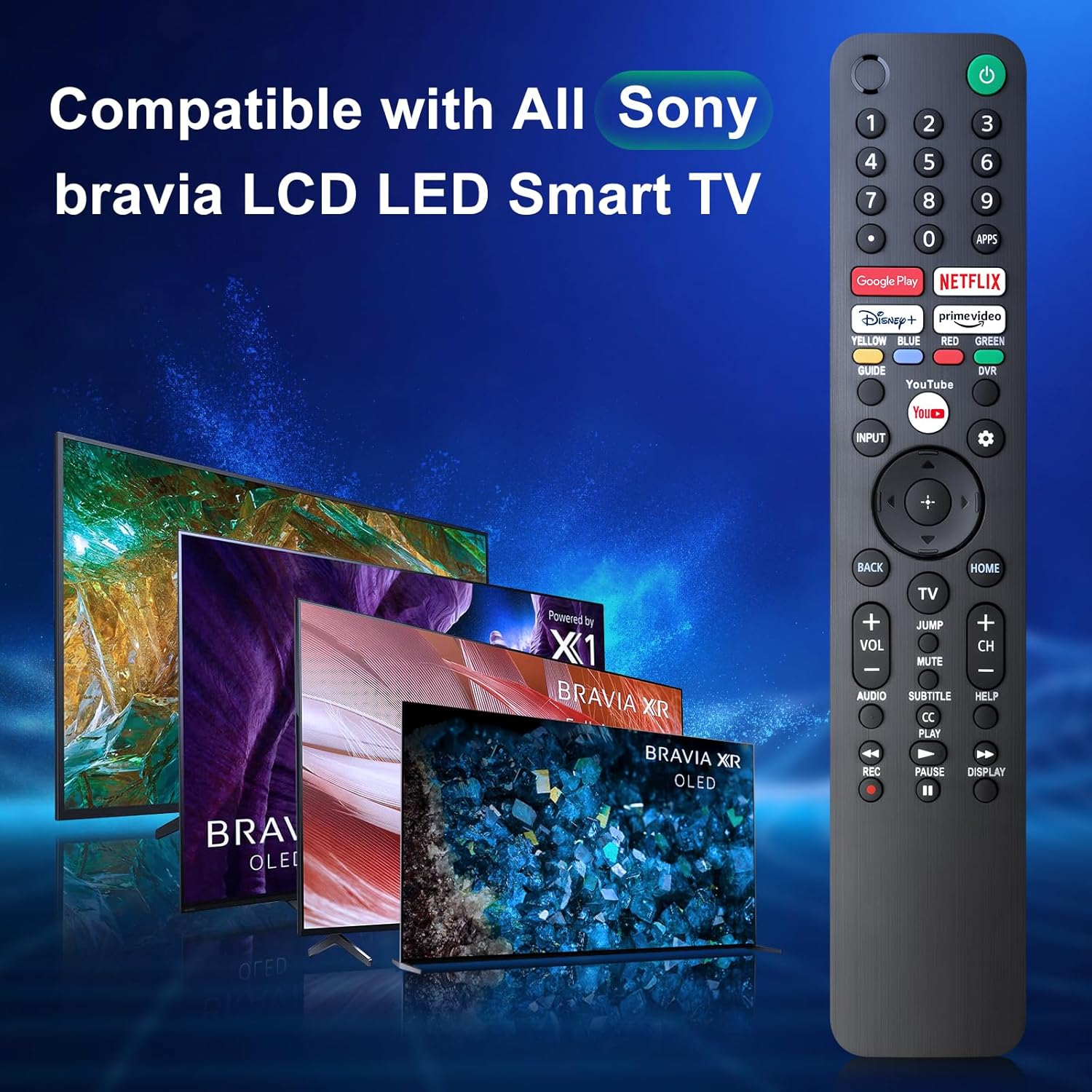 Remote Control for Sony Smart TV Replacement,Universal for Sony Bravia TV Remote Rmf-Tx520U,With Google Tv,Netflix, Disney+, Prime Video,Youtube Buttons