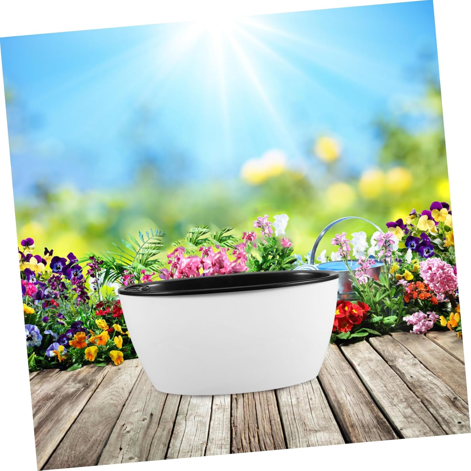 GAROZATION Self Watering Plant Pot with Visible Water Level for Indoor and Outdoor Gardening, Small L04 Plastic Hydroponic Planter Pot with Automatic Water Supply, Garden Flowerpot for Home