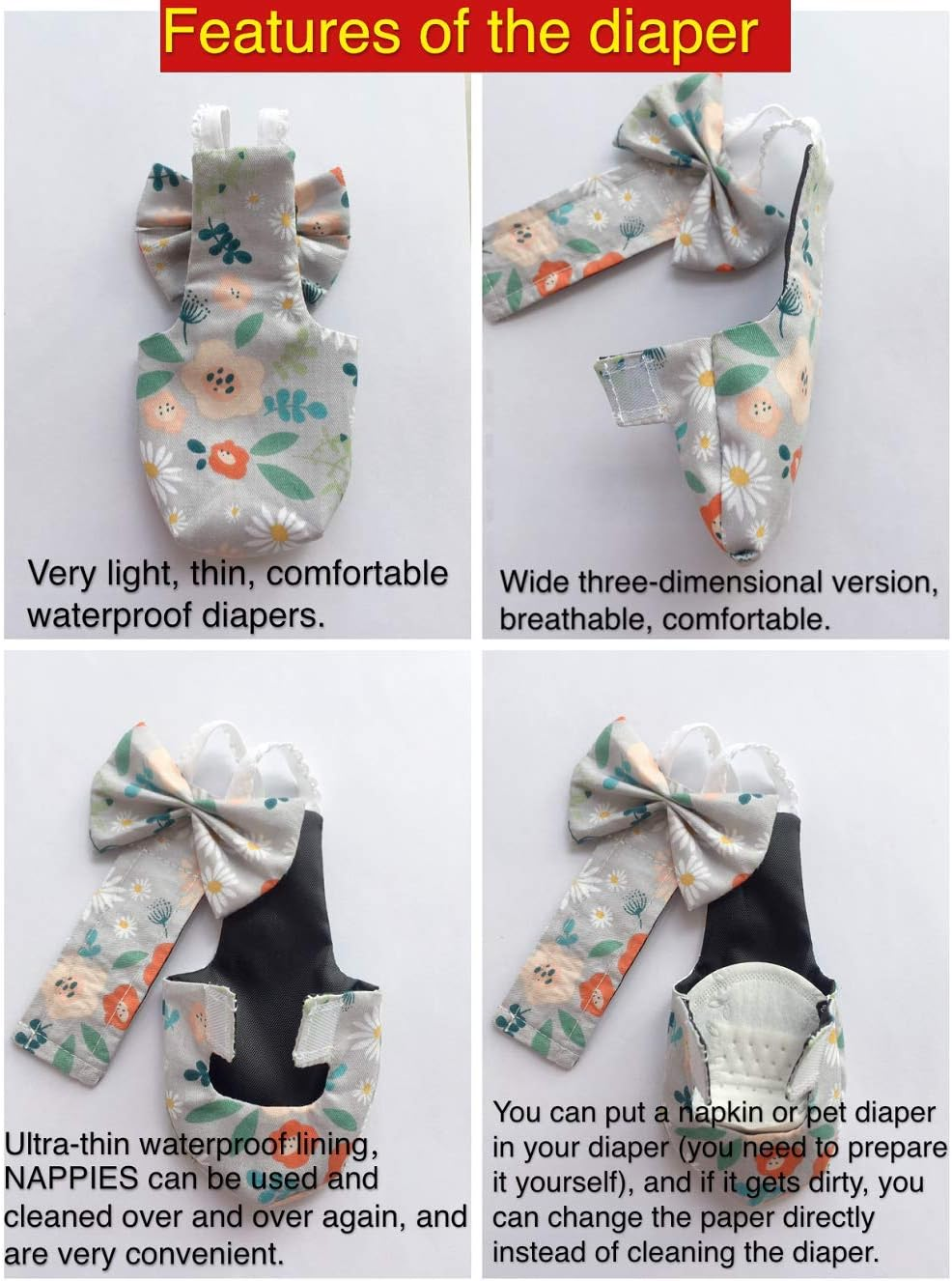 Poultry Diapers - Waterproof, Adjustable, Washable and Reusable for Chicken, Duck and Goose - Poultry Supplies (9Xl:4000G-5000G) image number 3