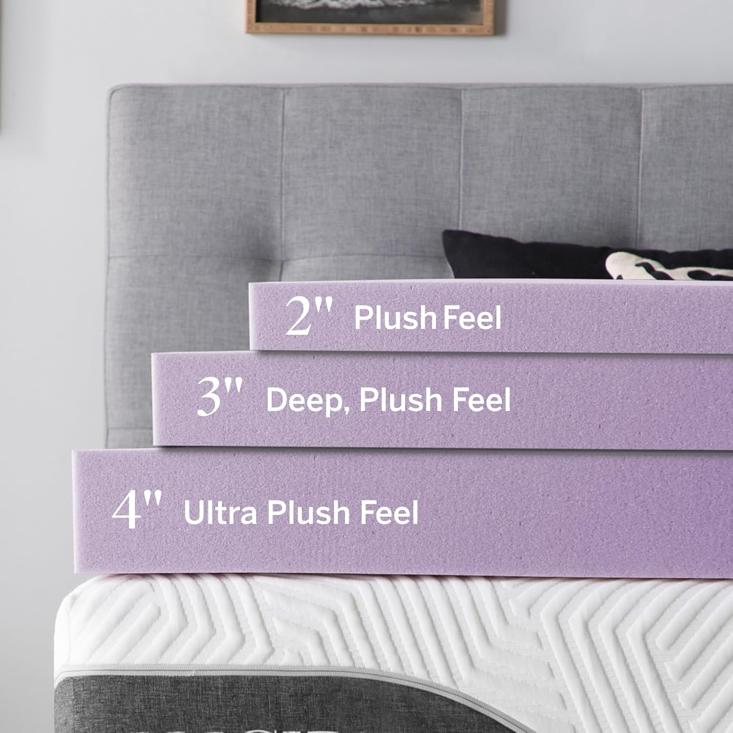 LUCID Ventilated Design 2 Inch Lavender Infused Memory Foam Mattress Topper, Full image number 4