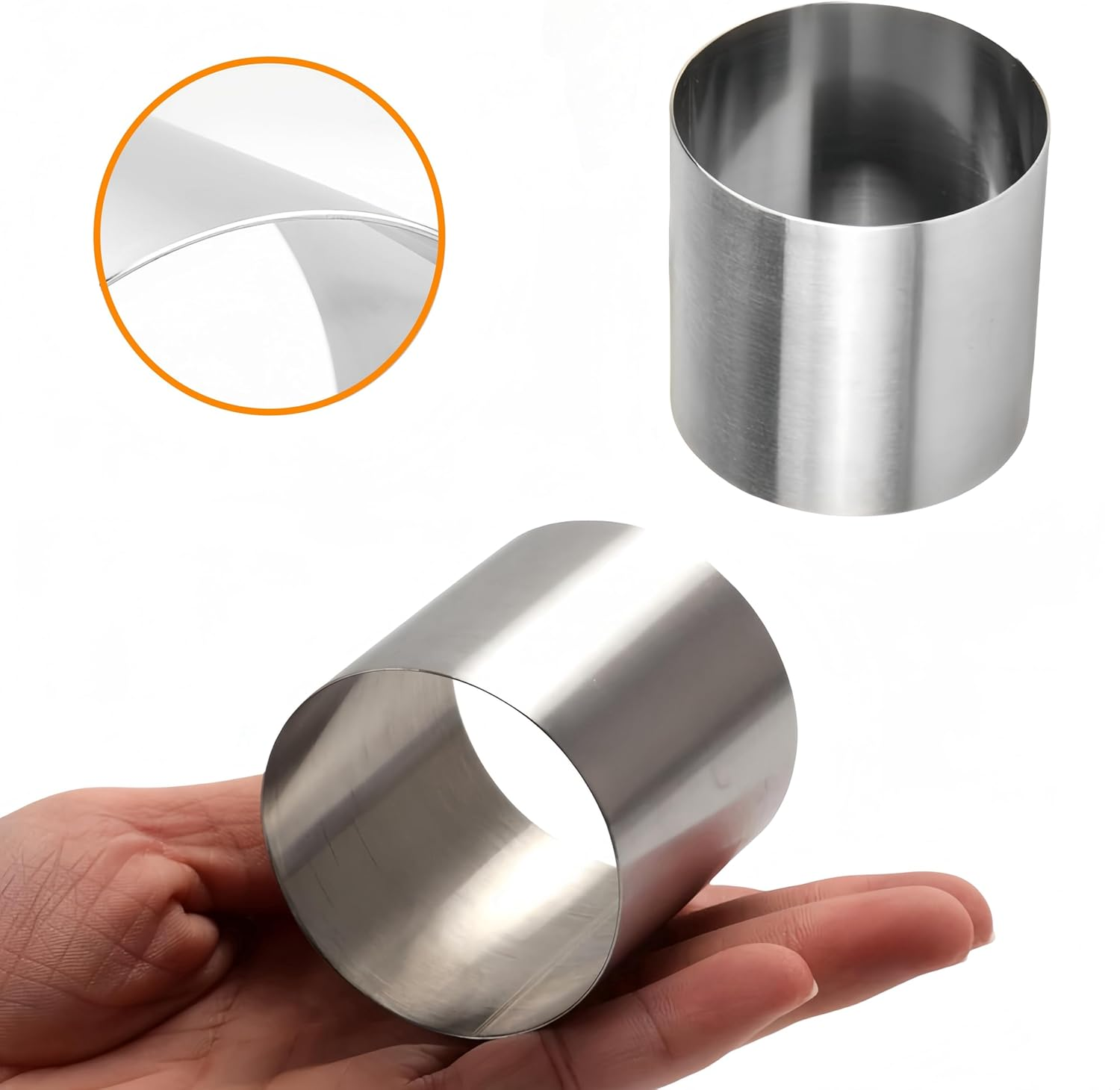 Round Mousse Circle Mold, 6 Pcs Stainless Steel Cake Ring Mold,Seamless Donut Cutter Ring Molds, for Ice Cream Cone Baking Cake Mousse Ring Cake 5 X 5 Cm image number 3