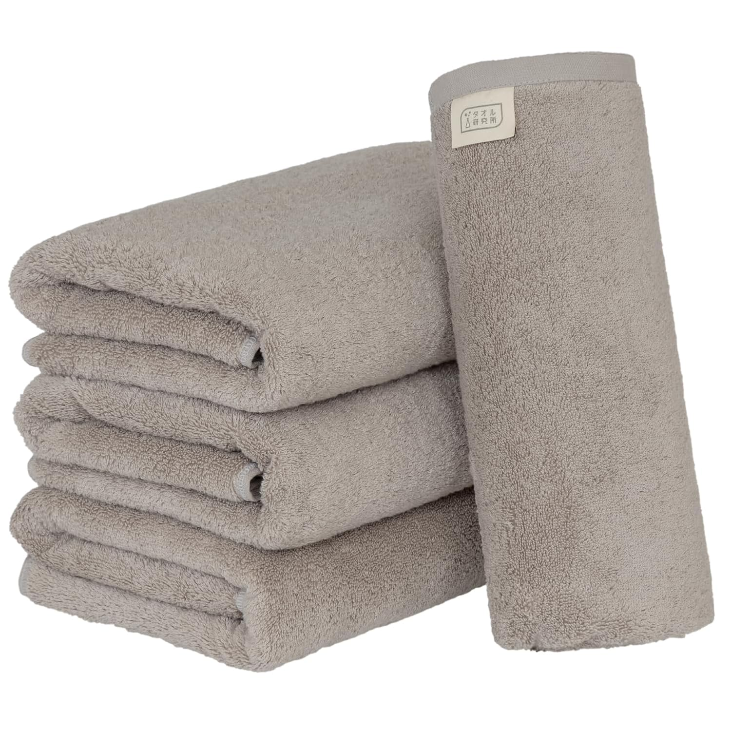 Towel Laboratories Volume Rich #003 Bath Towels, Light Gray, Set of 4, Hotel Specifications, Fluffy, Fast Absorption, 100% Cotton, Durable, Less Pilling (10 Colors Available) Japan Technology