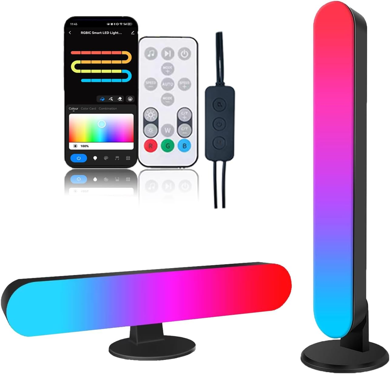 Noger Smart LED Light Bars, 10.4Inch RGBIC Wifi Gaming Lights USB Ambient Lighting with Remote, APP and Controller Control, Music Sync, TV Backlight Compatible with Alexa and Google Assistant, 2 Pack image number 3