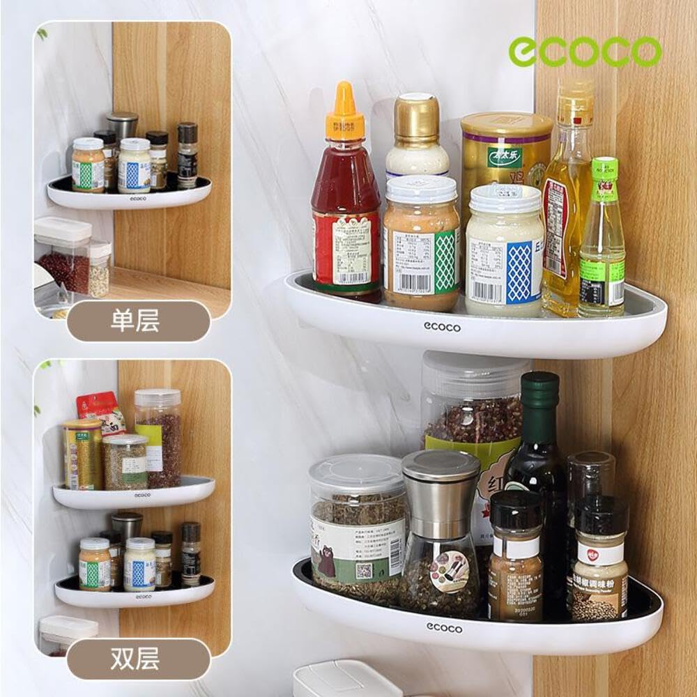 Ecoco Bathroom Corner Shower Shelf Corner Shower Caddy Shower Storage Organizer Wall Mounted for Bathroom, Kitchen, Toilet Black image number 2