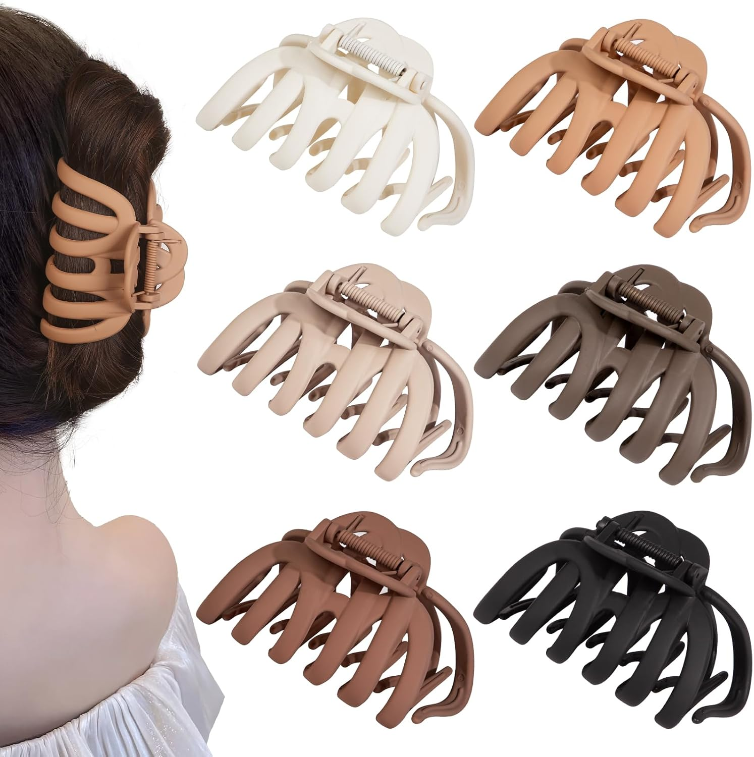 6 Pcs Octopus Hair Claw Clips for Women Girls Thick Thin Hair, Strong Hold Large Hair Accessories Clips image number 3