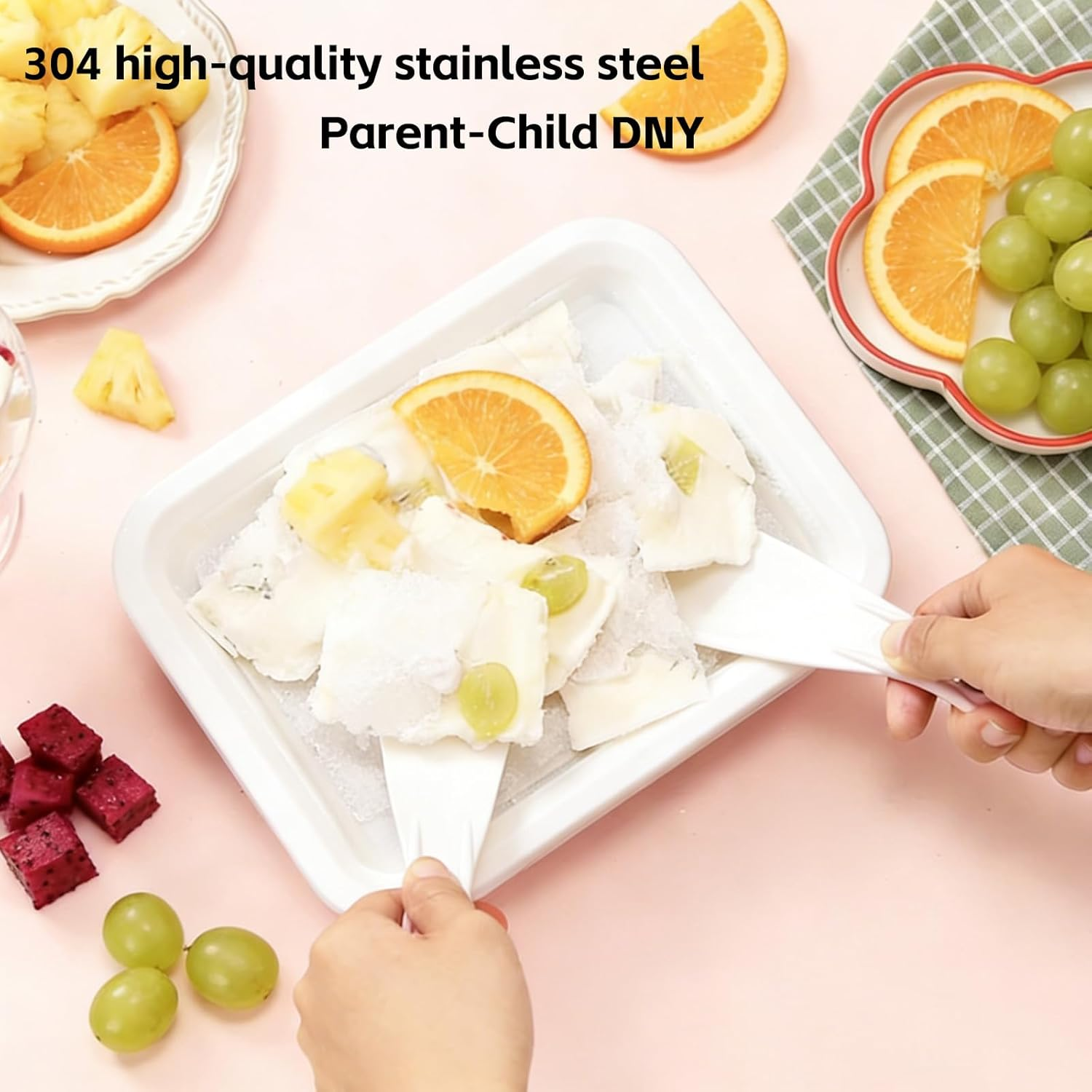 Ice Cream Maker, Ice Cream Plate with 2 Spatulas,Diy Rolled Ice Cream Maker, Home Use Non Electric Cold Plate 304 Stainless Steel Easy to Use Ice Cream Machine Make image number 3