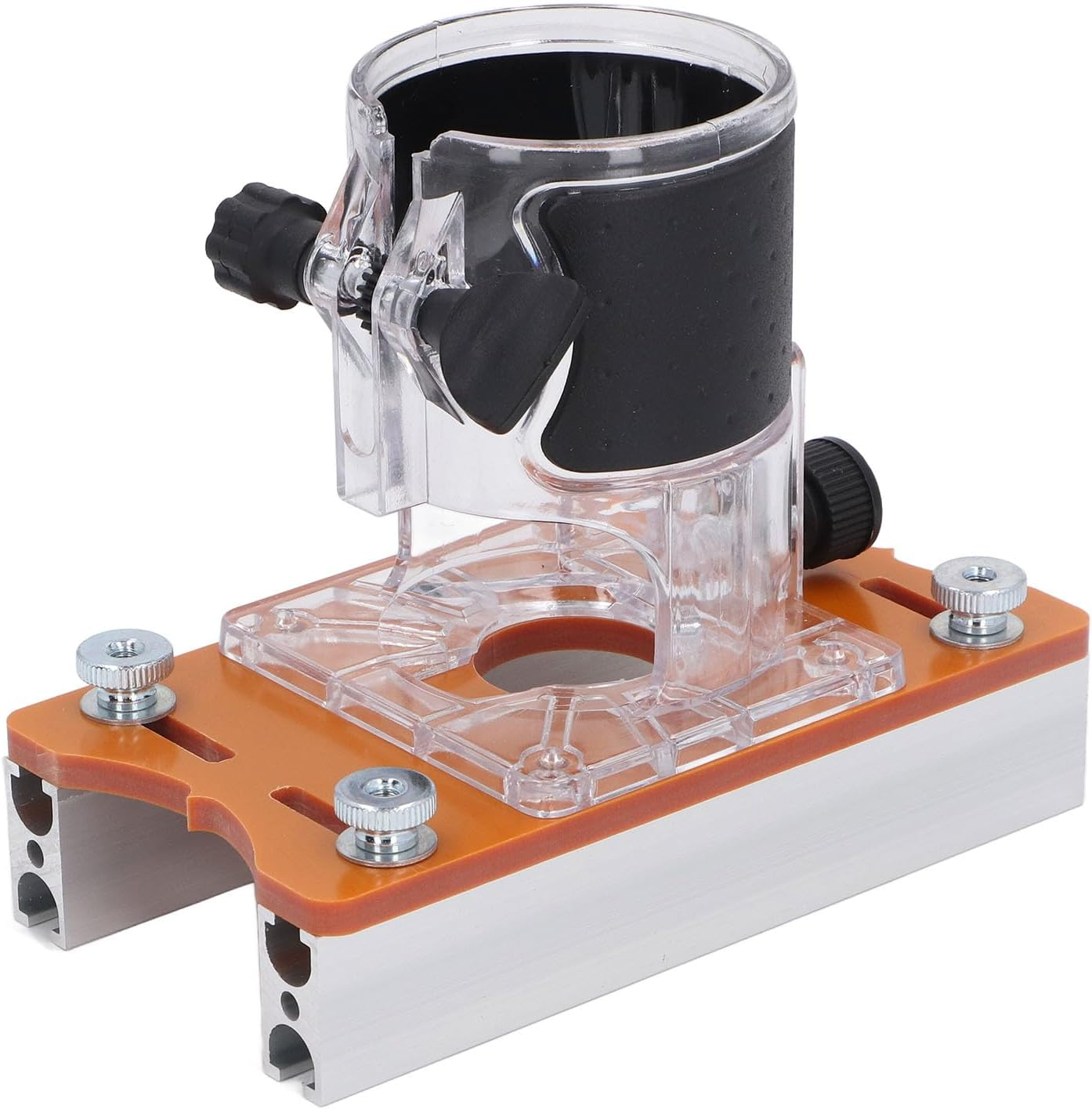 Aluminum Alloy Trimming Machine Cover with Clear Cover, Slot Plate Locator for Accurate Positioning, Woodworking Trimmer Router Base Compatible with Makita Router image number 1